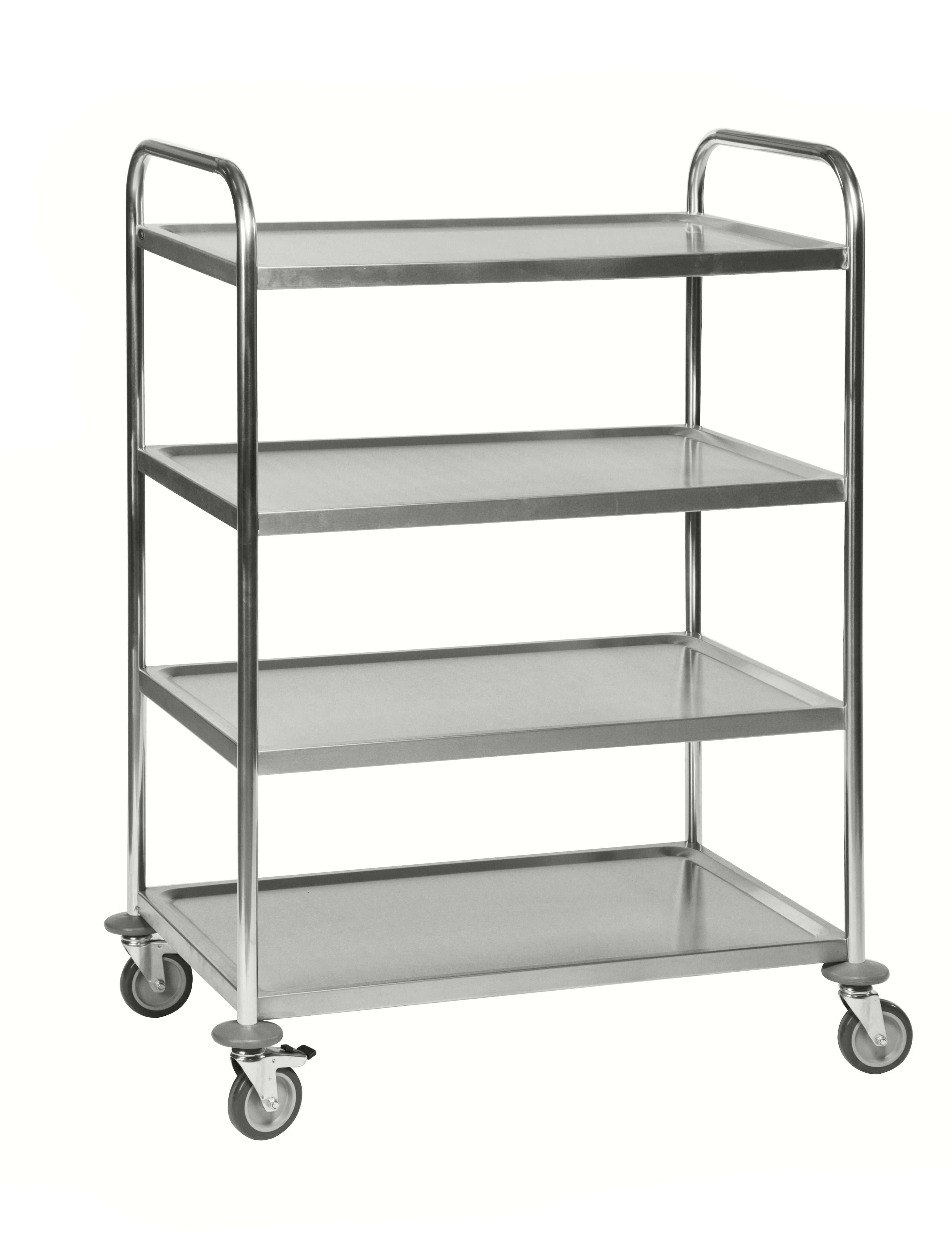 Stainless steel carts 4 swivel casters 2 with brakes 910 x 590 x 1260 Kongamek