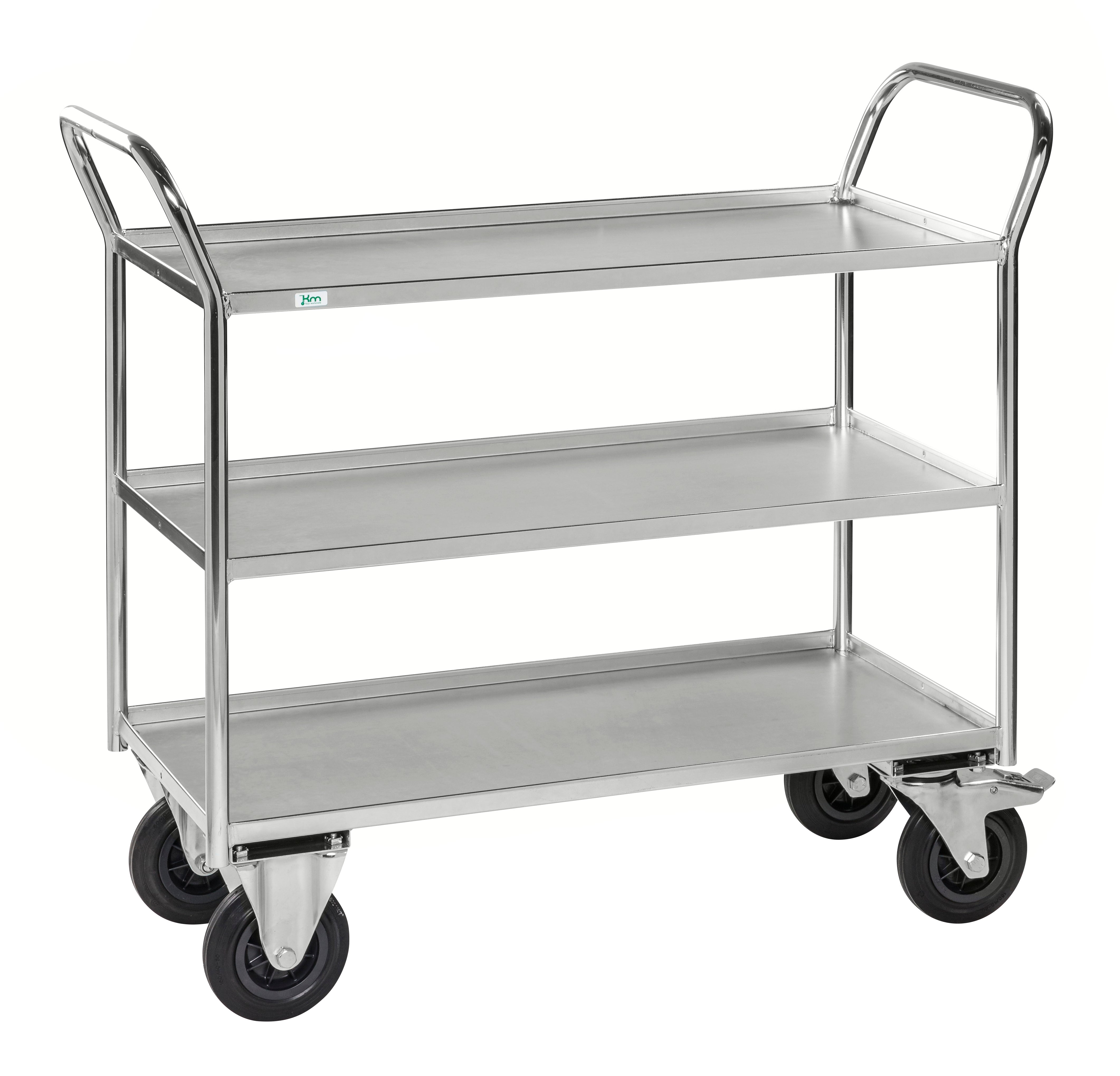 Shelf trolley 3 levels fully welded Electro galvanized brake KM4134-EB Kongamek