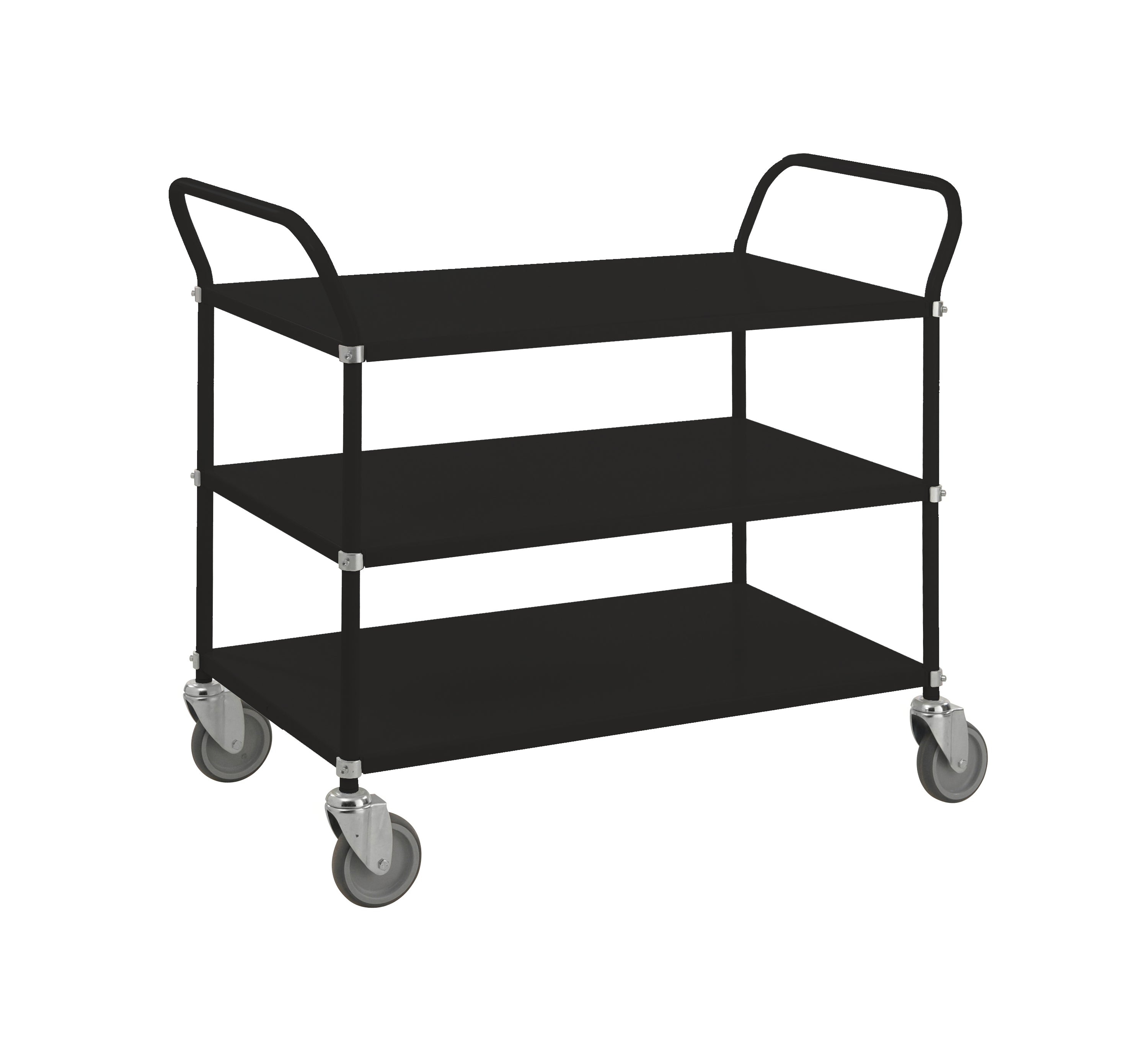 Sheet metal cart colors kept 3 shelves 1080x480x940 black Kongamek