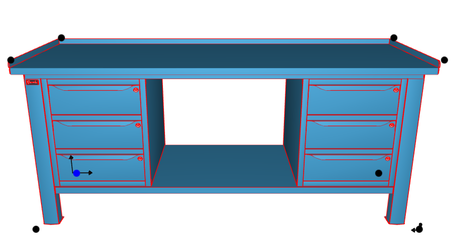 WORKSHOP WORKBENCH STEEL TOP 2007 x 705 x 855 H - 2 CABINETS 3 DRAWERS - FAMI - BLUE