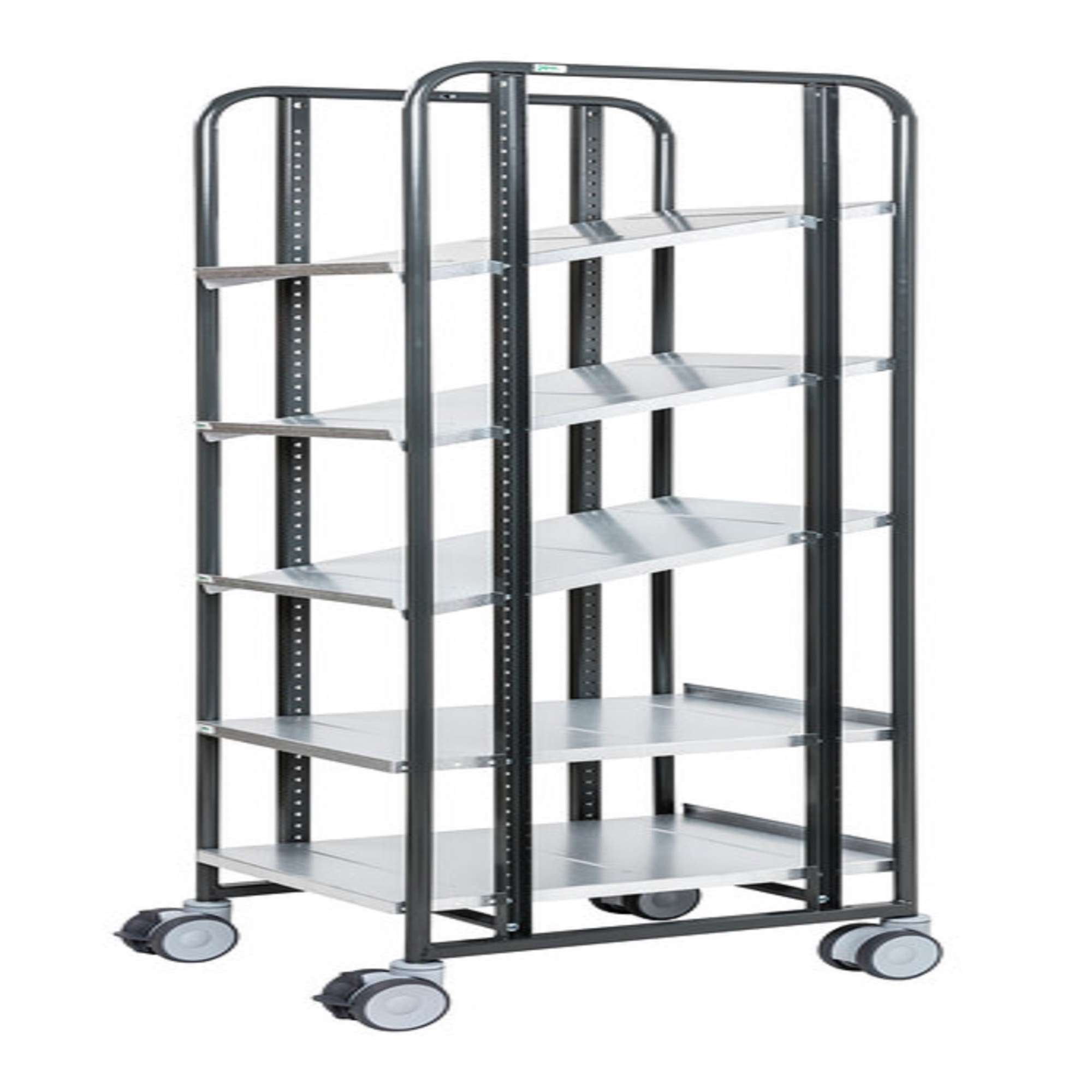 Dark Grey Trolley with brake, 5 Adjustable shelves L x W x H (mm) 477x638x1850