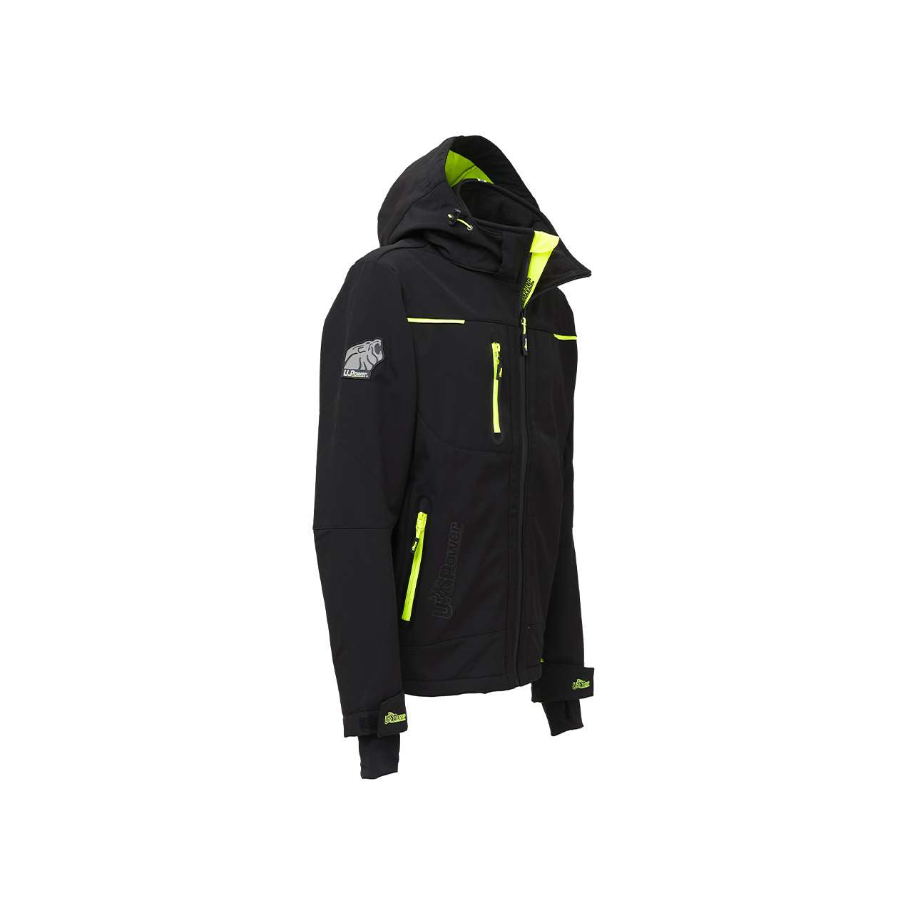 U-POWER Professional Work Jacket SOFT SHELL Black Carbon Yellow FU187BC