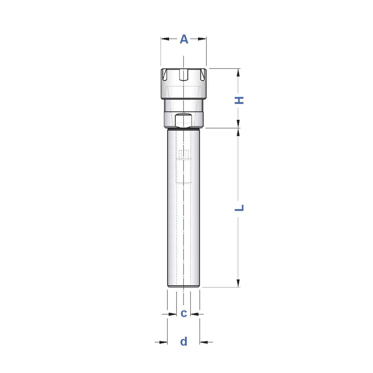 Straight shank ER collet chucks with standard nut - d 16 - ER 25 / L 35 without flat - Gait