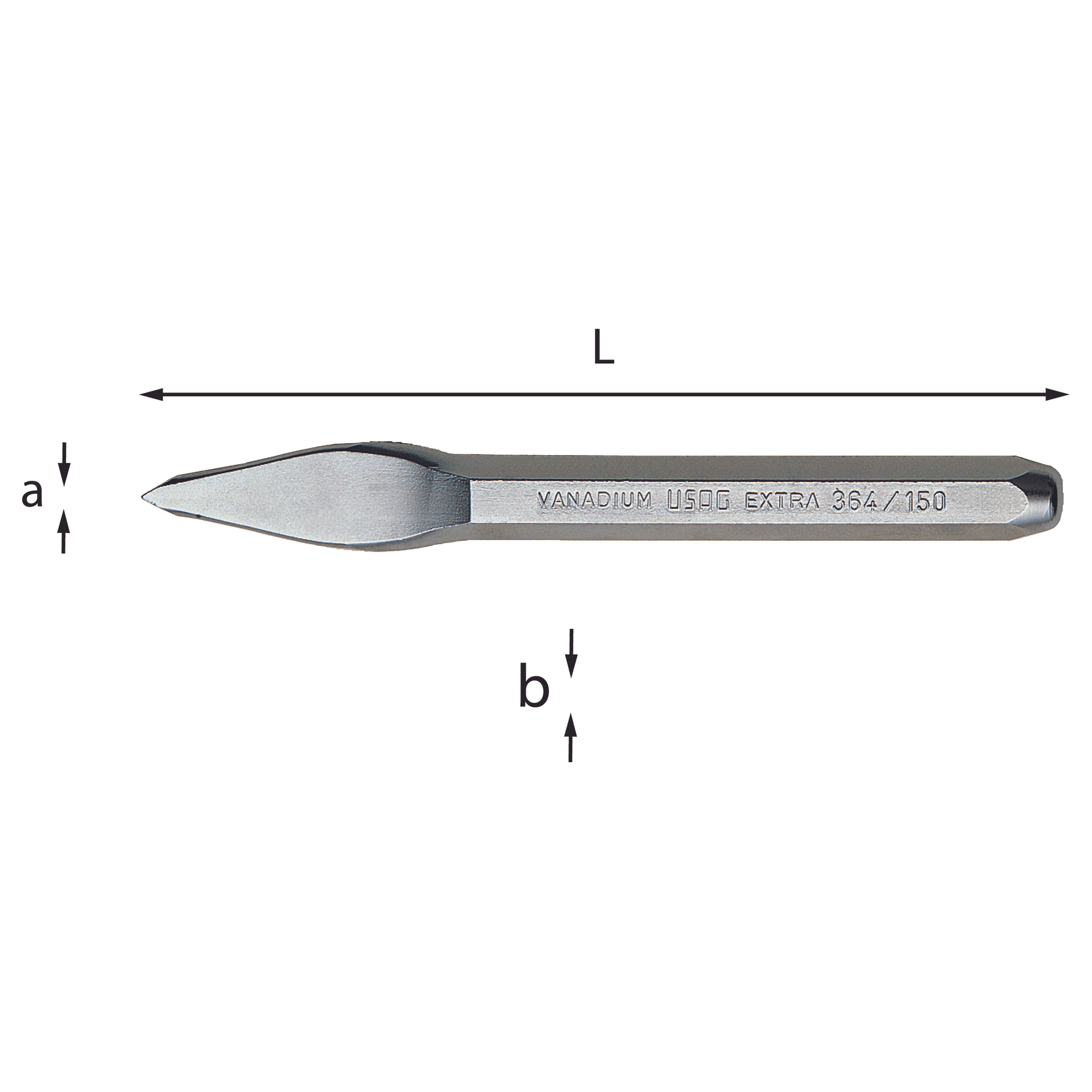 Cross cut chisel L 125mm a 4mm b 10mm - Usag 364