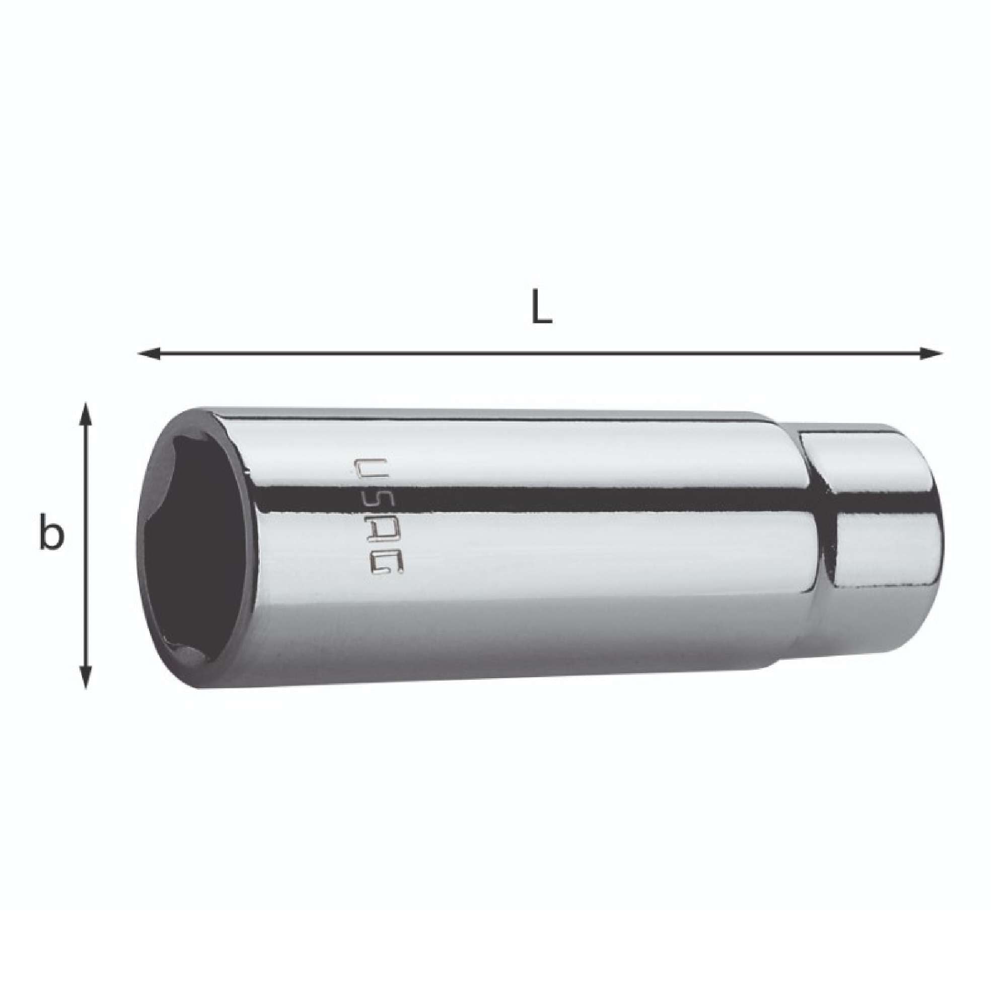 Long socket wrench with hexagon mouth 16mm - Usag 235 3/8 ELN U02351314