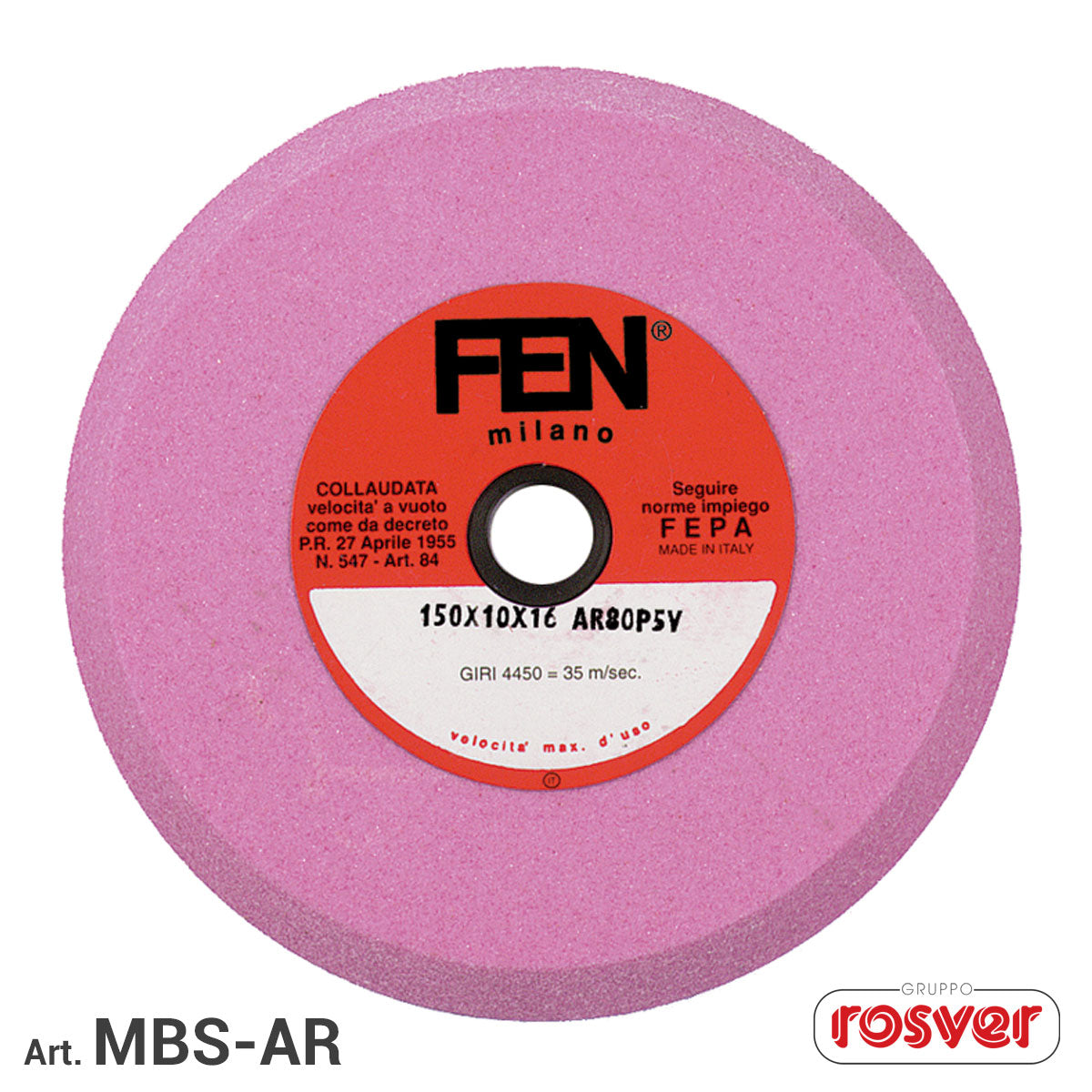 Corundum Chamfer Grinding Wheels - Rosver - MBS D.150x10x16 Gr.A80P - Conf.3pz