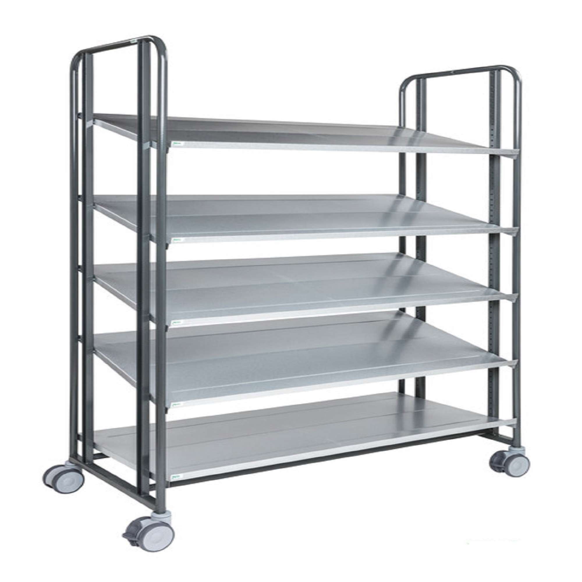 Dark Grey Trolley with brake, 5 Adjustable shelves L x W x H (mm) 1277x638x1850