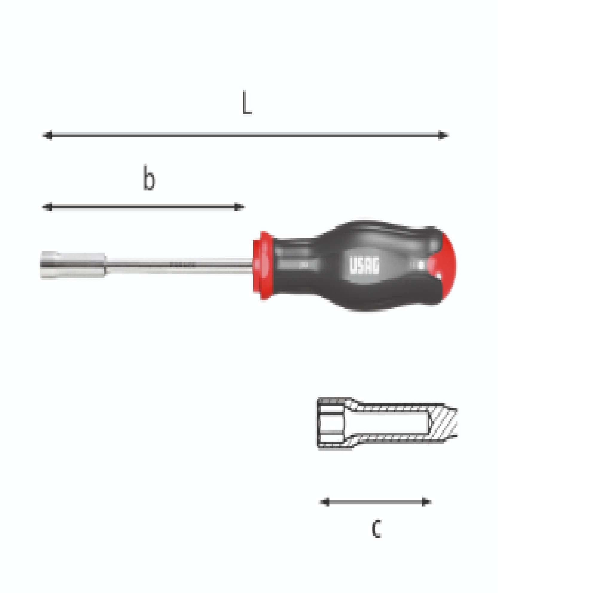 12 mm hex socket wrench with handle - Usag 299/12 U02990210