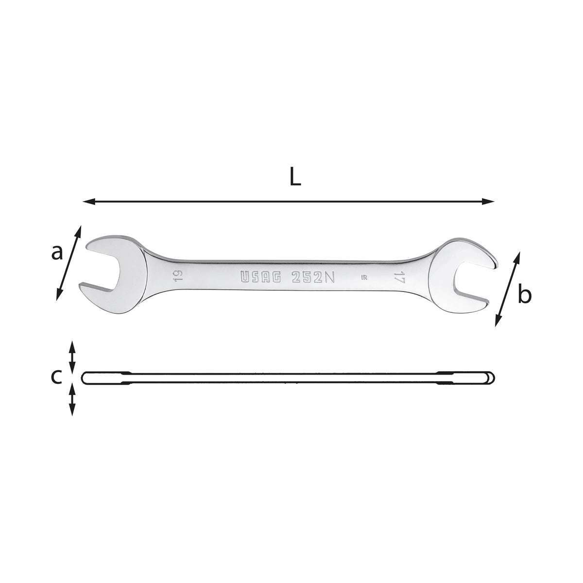 Double open end wrenches 42mm 18x19mm L.220mm - Usag 252 N