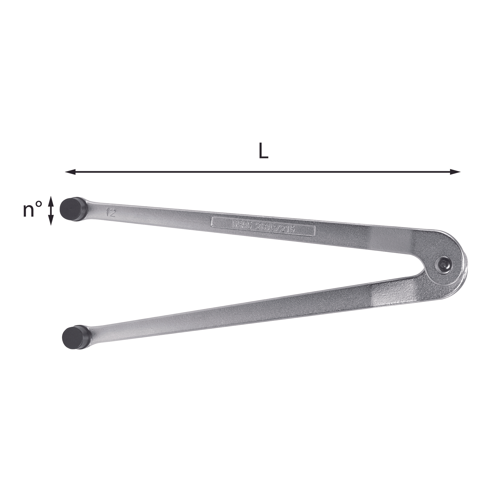 Compass wrenches with round lugs for ferrules with 4mm face holes - Usag 281 C U028105