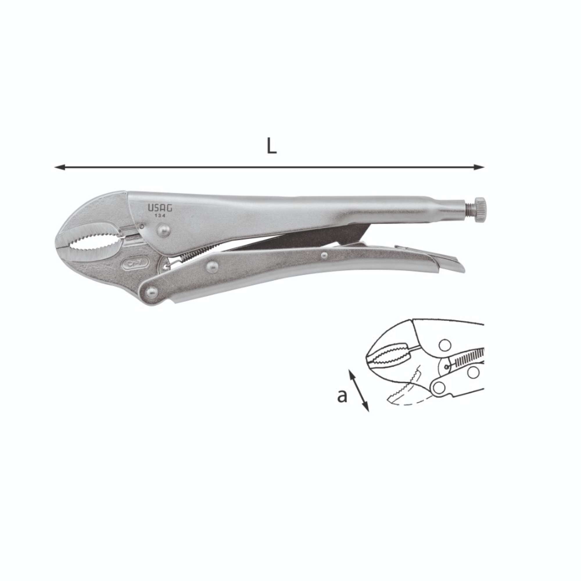 Adjustable self-locking pliers with concave jaws - Usag 134