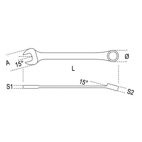 Reversible ratcheting combination wrenches, take-up angle: 5 - 142 Beta