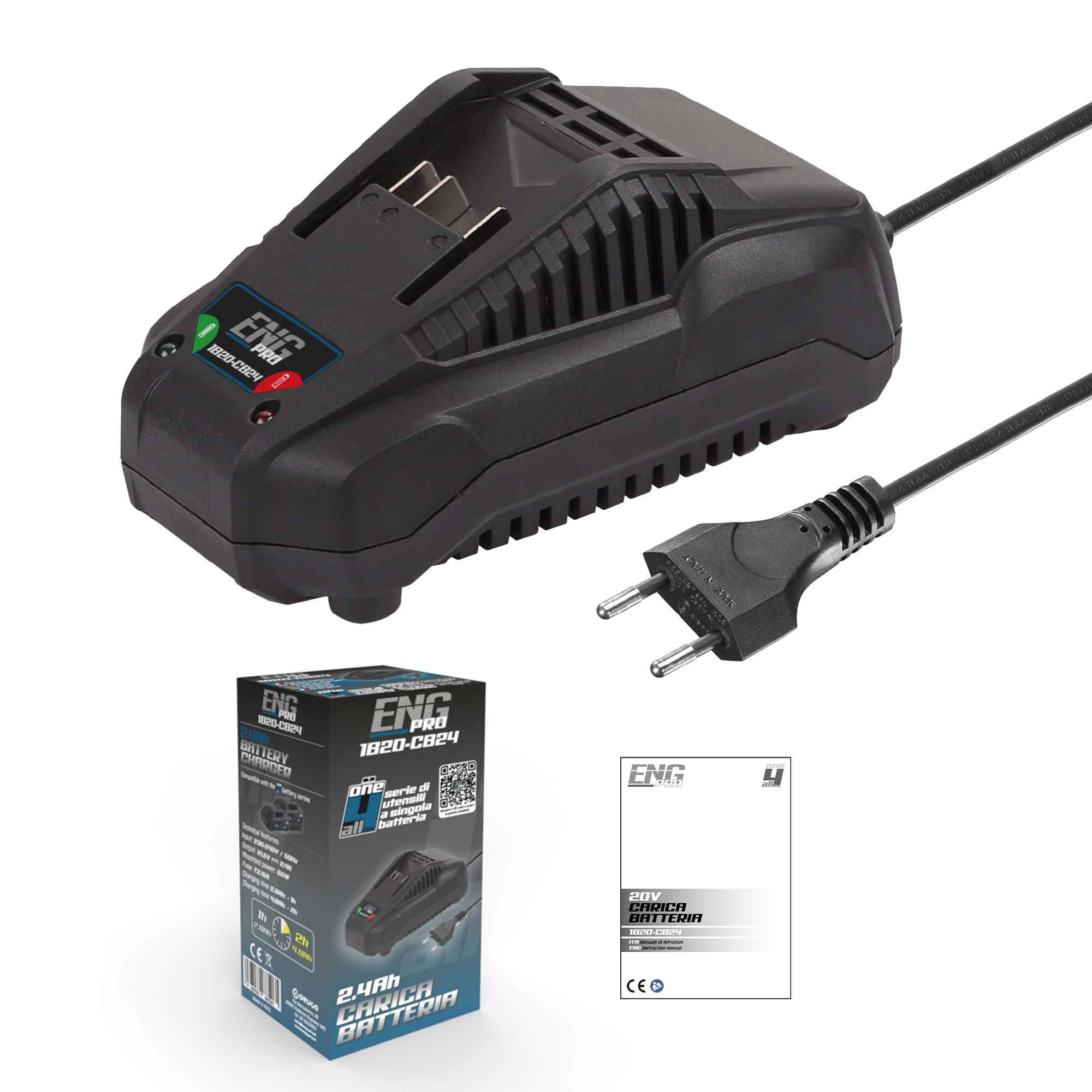 2.4A charger ONE4ALL for 20V battery - ENG PRO