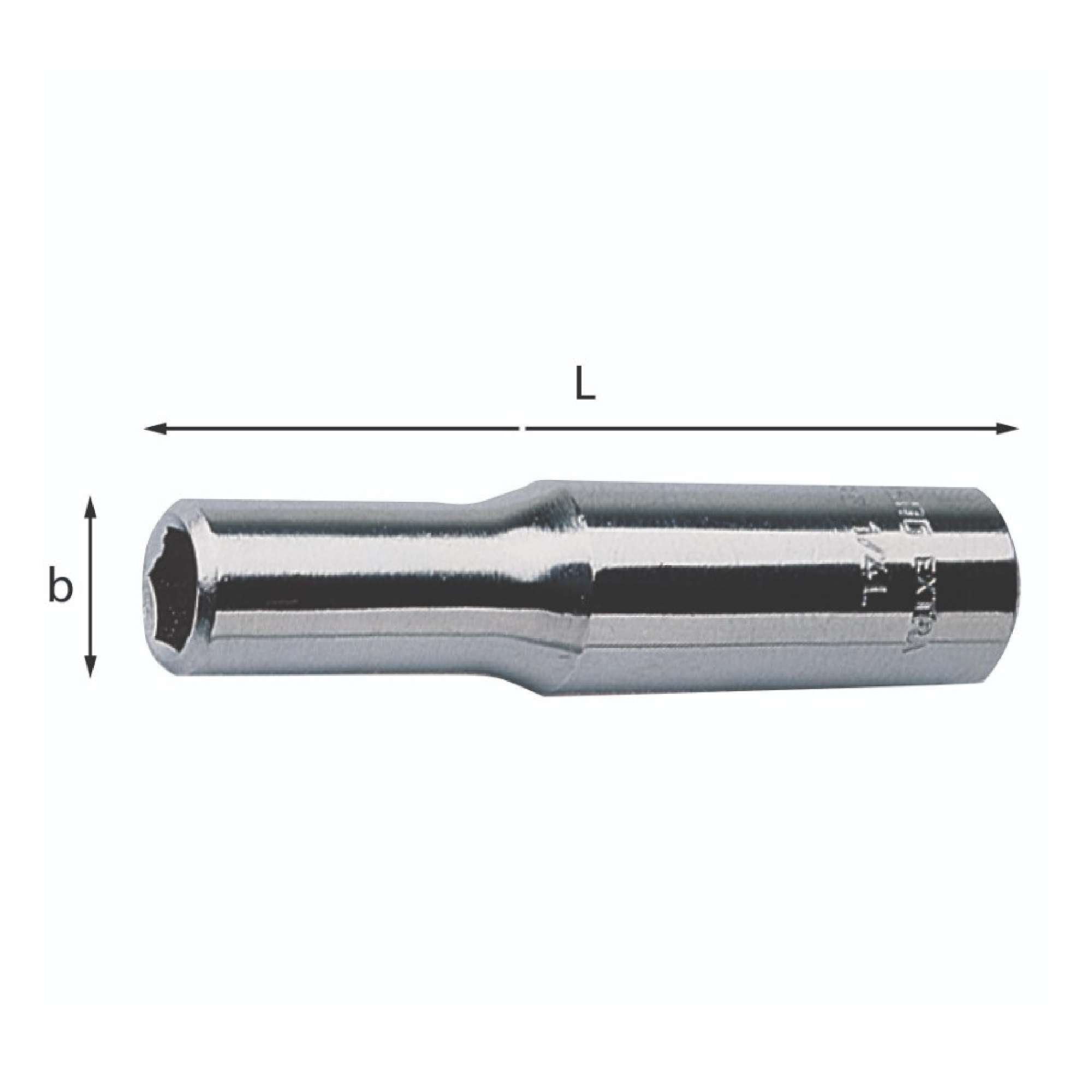 Long socket wrench with hexagonal mouth - Usag 235 1/4 EL