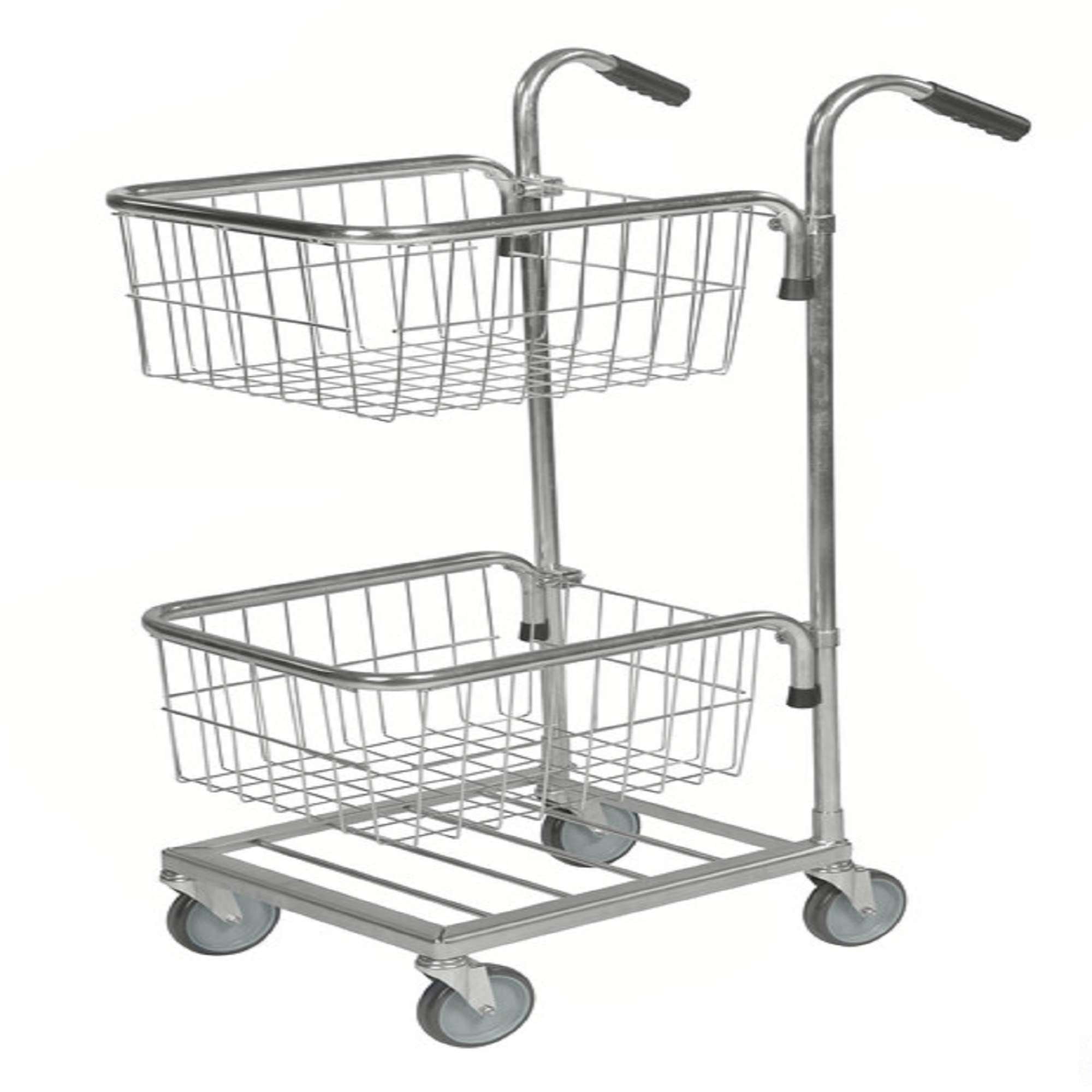 Black / White Mini trolley, Two thread baskets, adjustable, LxWxH 660x385x1090