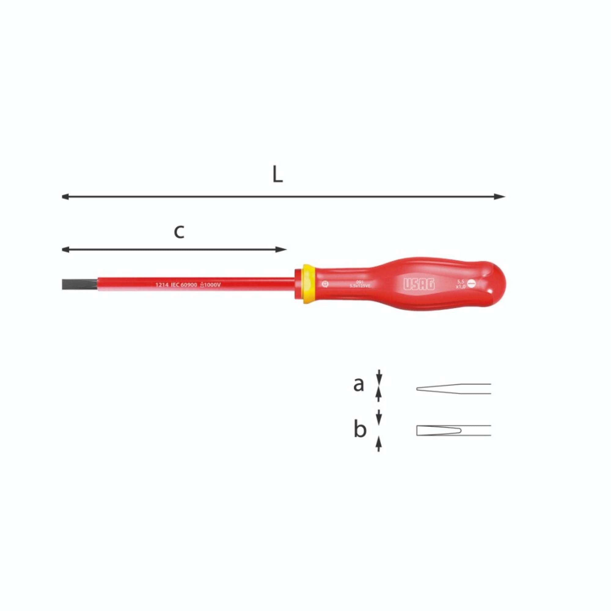 Screwdrivers for slotted screws 1000 V - Usag 091