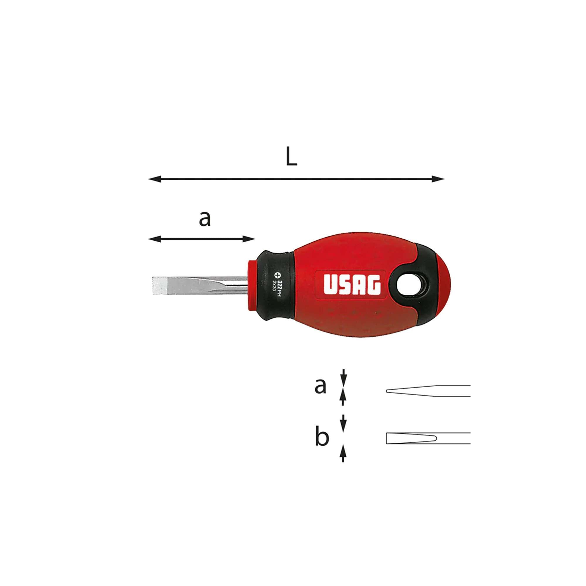 1,2x6,5x30 M2 Screwdrivers for slot-head screws L. 90mm - Usag 322 N