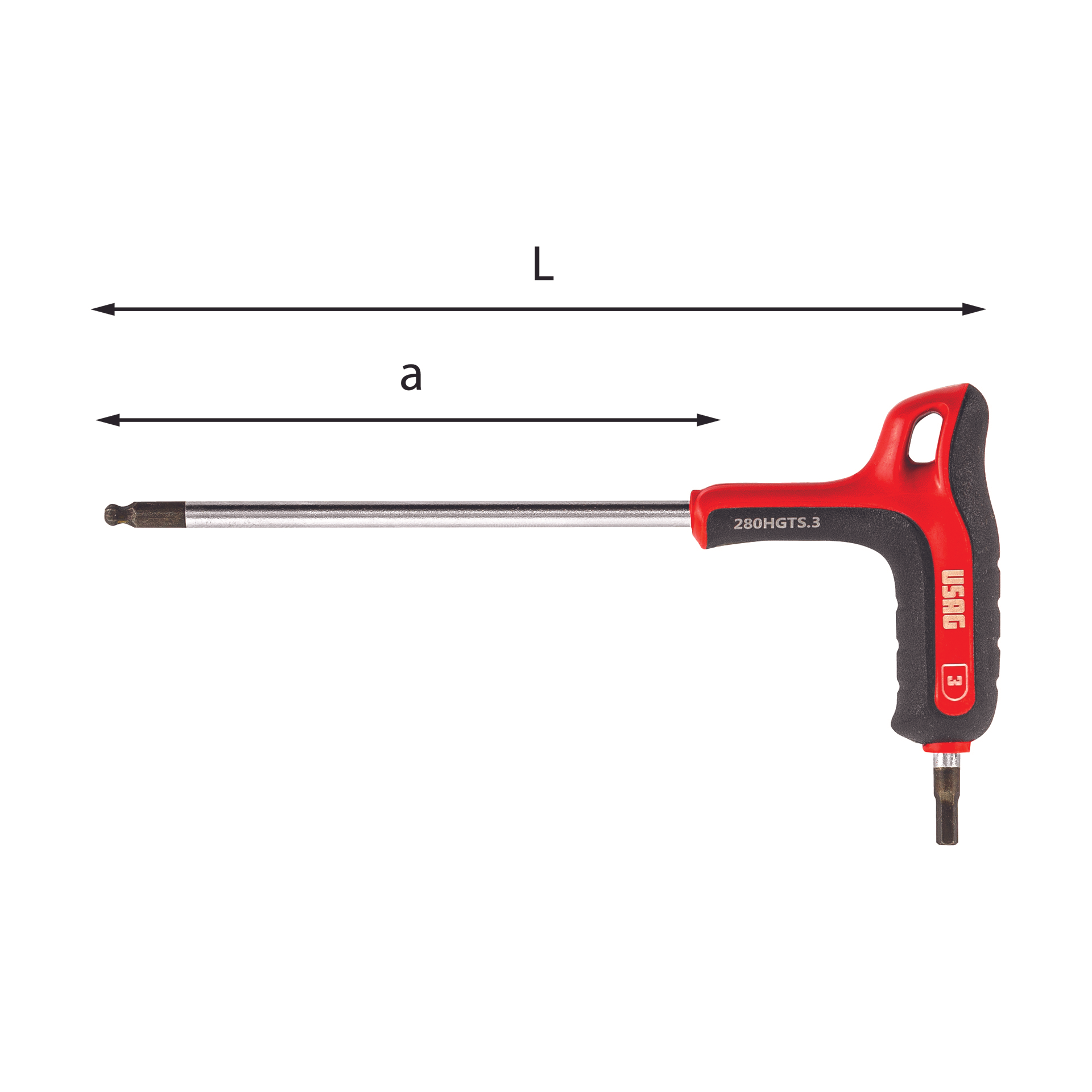 Angled Hexagon Keys with Spherical head and handgrip - Usag 280 HGTS