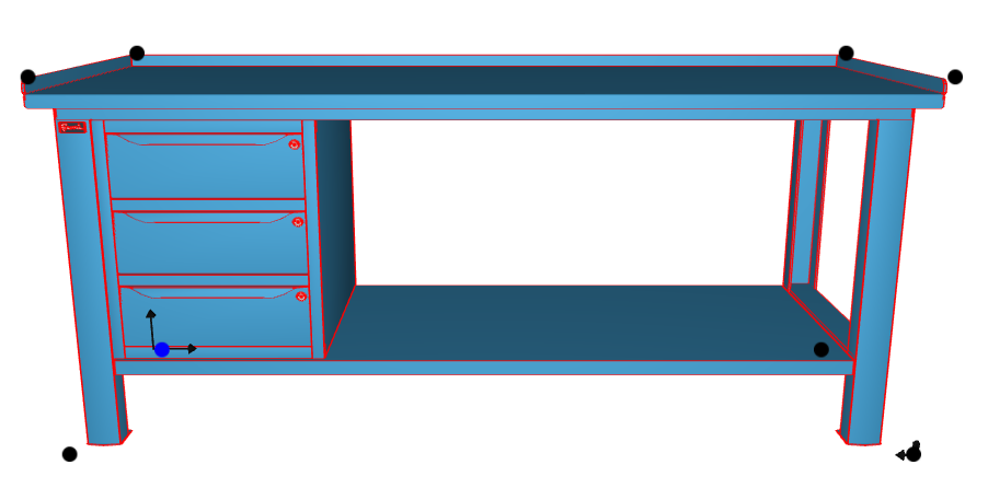 WORKSHOP WORKBENCH STEEL TOP 2007 x 705 x 855 H - WARDROBE 3 DRAWERS - FAMI - BLUE