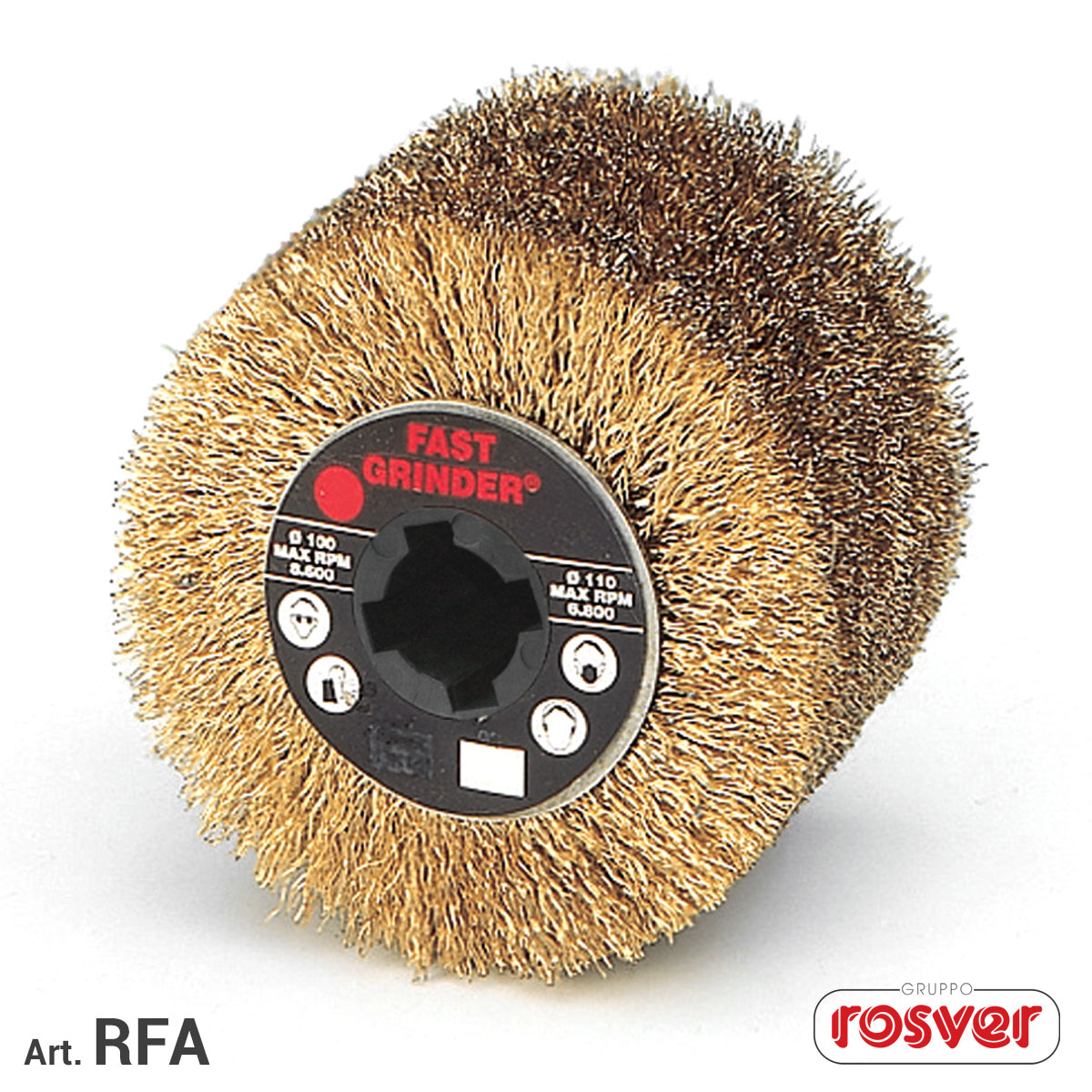 Brass-plated steel wire wheels RFA D.100 Rosver - Conf.1pz