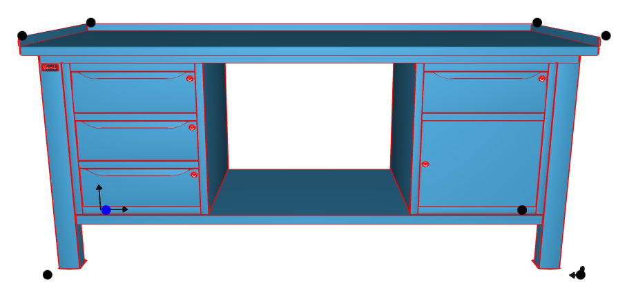 WORKSHOP WORKBENCH STEEL TOP 2007 x 705 x 855 H - WARDROBE 3 DRAWERS + WARDROBE 1 DRAWER 1 DOOR - FAMI - BLUE