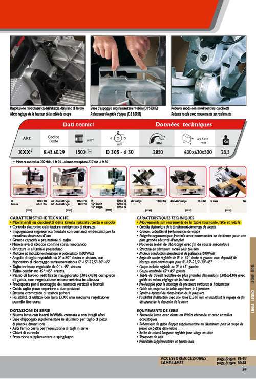 Femi XXX EVO mitre saw for wood 305mm 1500W induction motor