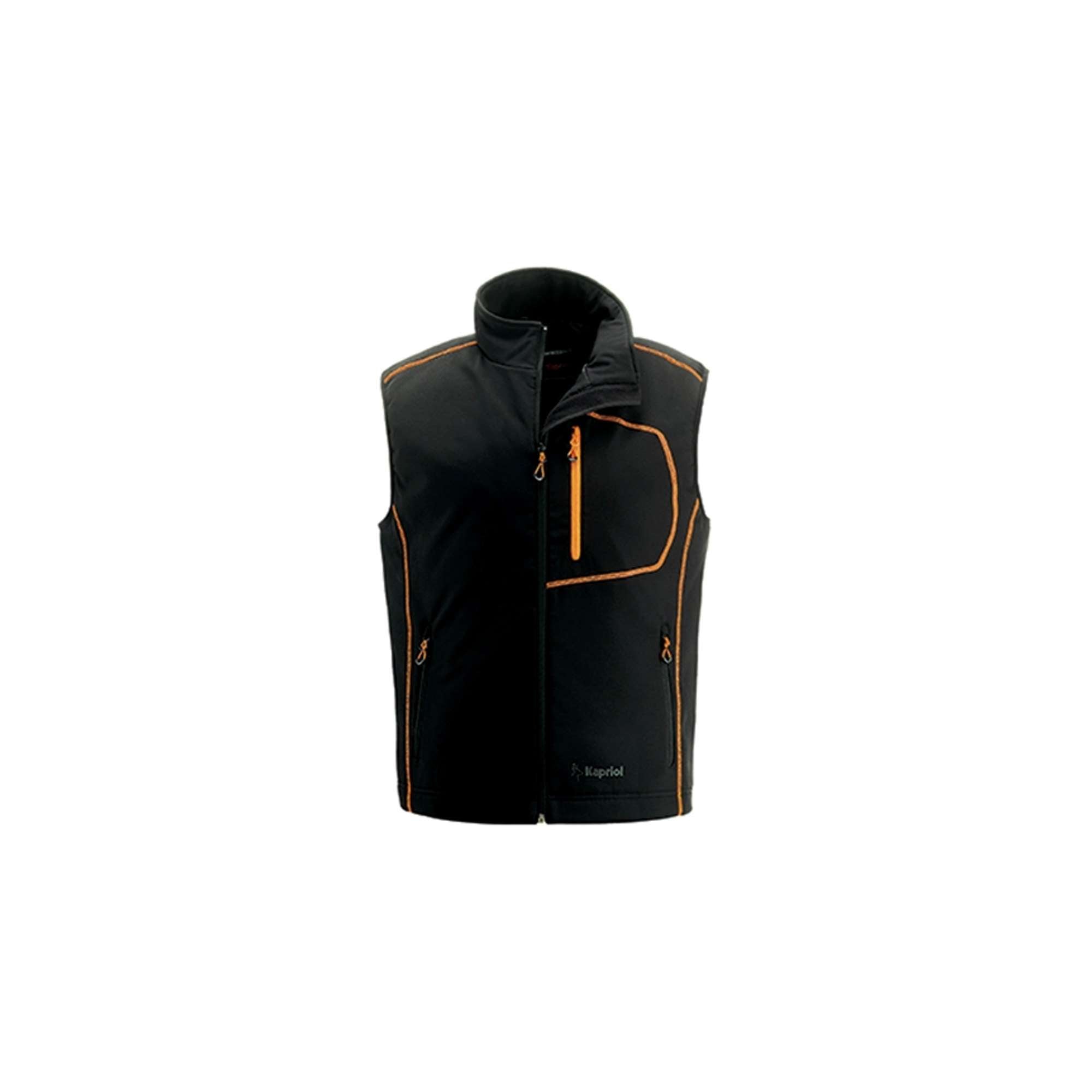 Black/orange padded work waistcoat in technical fabric and softshell - Kapriol