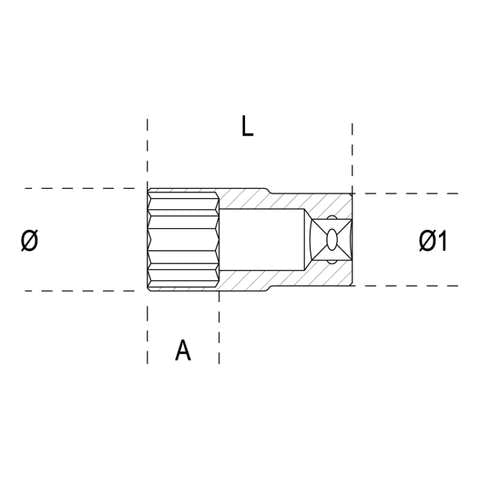 Socket wrenches with 1/4" female square socket, long hexagonal mouth type Beta