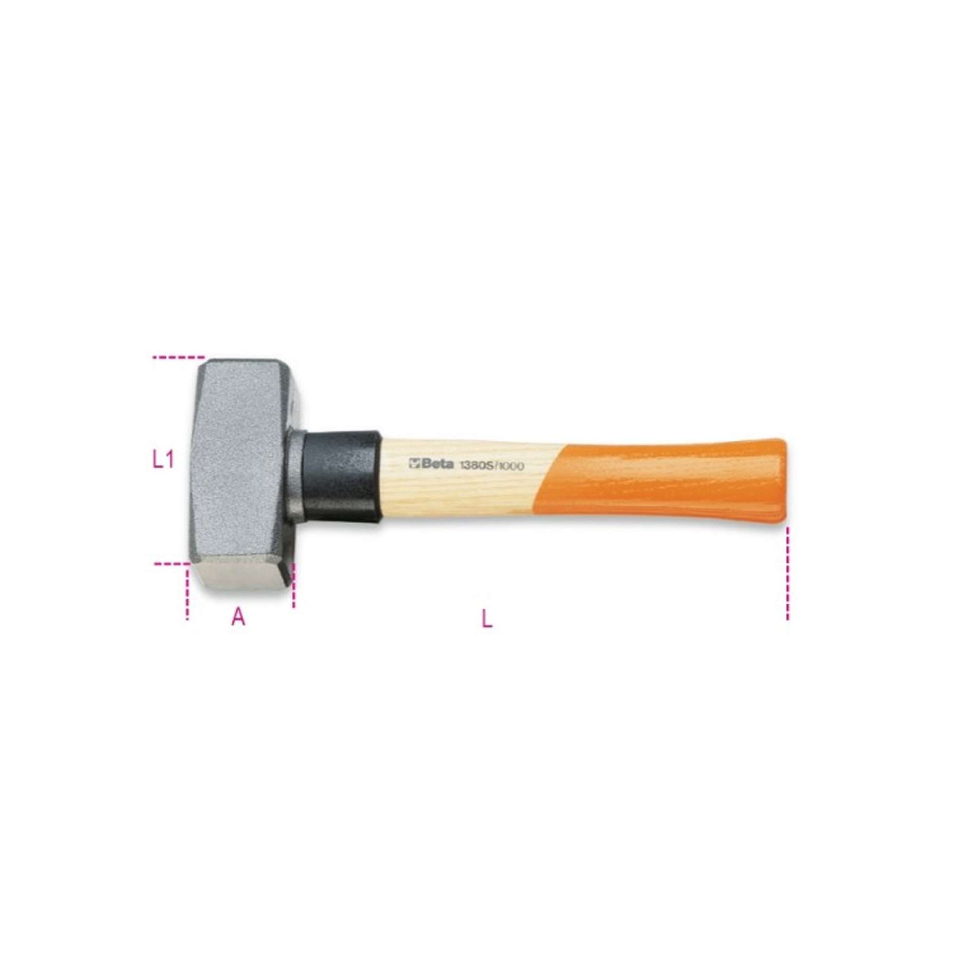 Mallet with safety collar, wooden handle 13800400 BETA 1380S 800