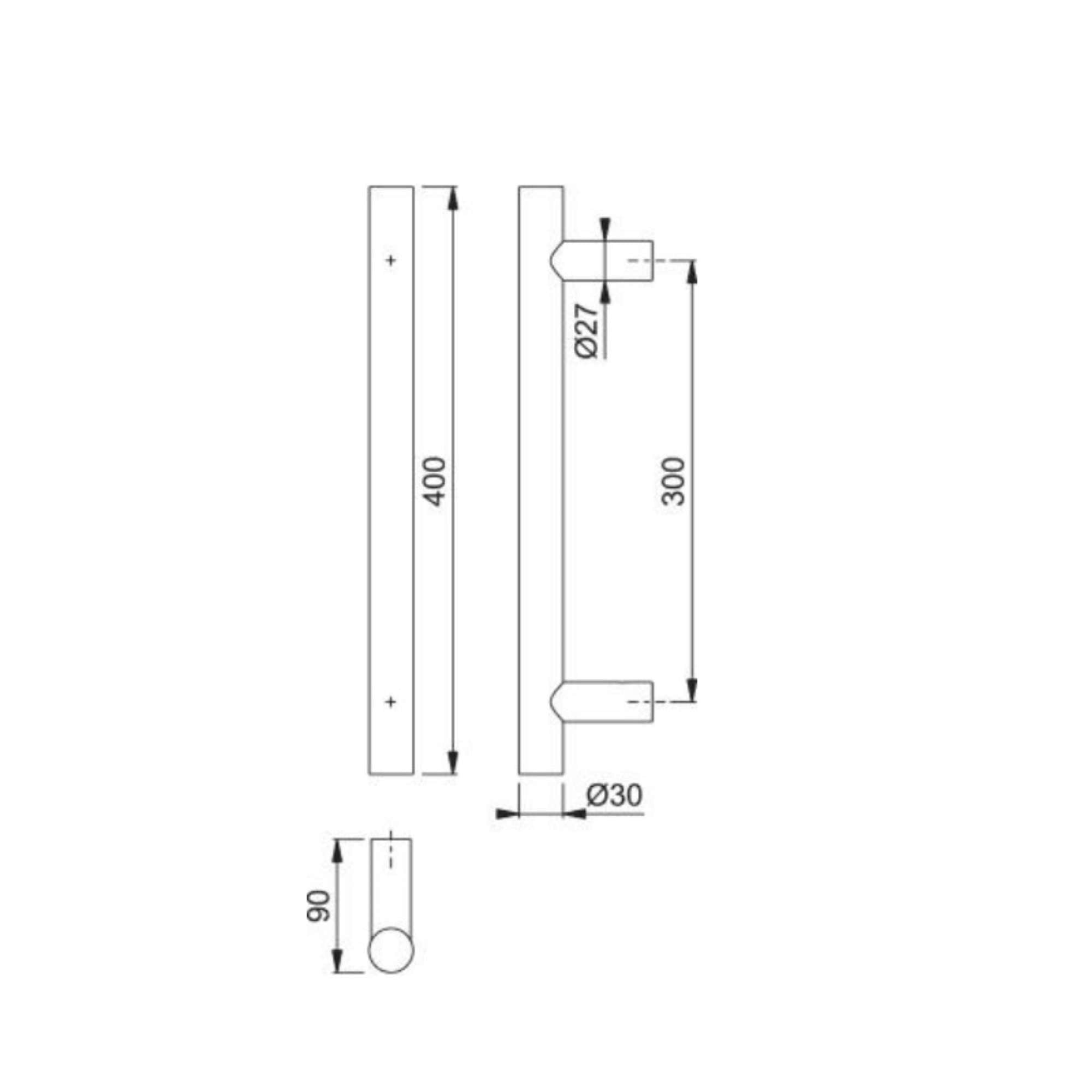 Straight grab bar E5011, F69 satin stainless steel - Hoppe 6520605