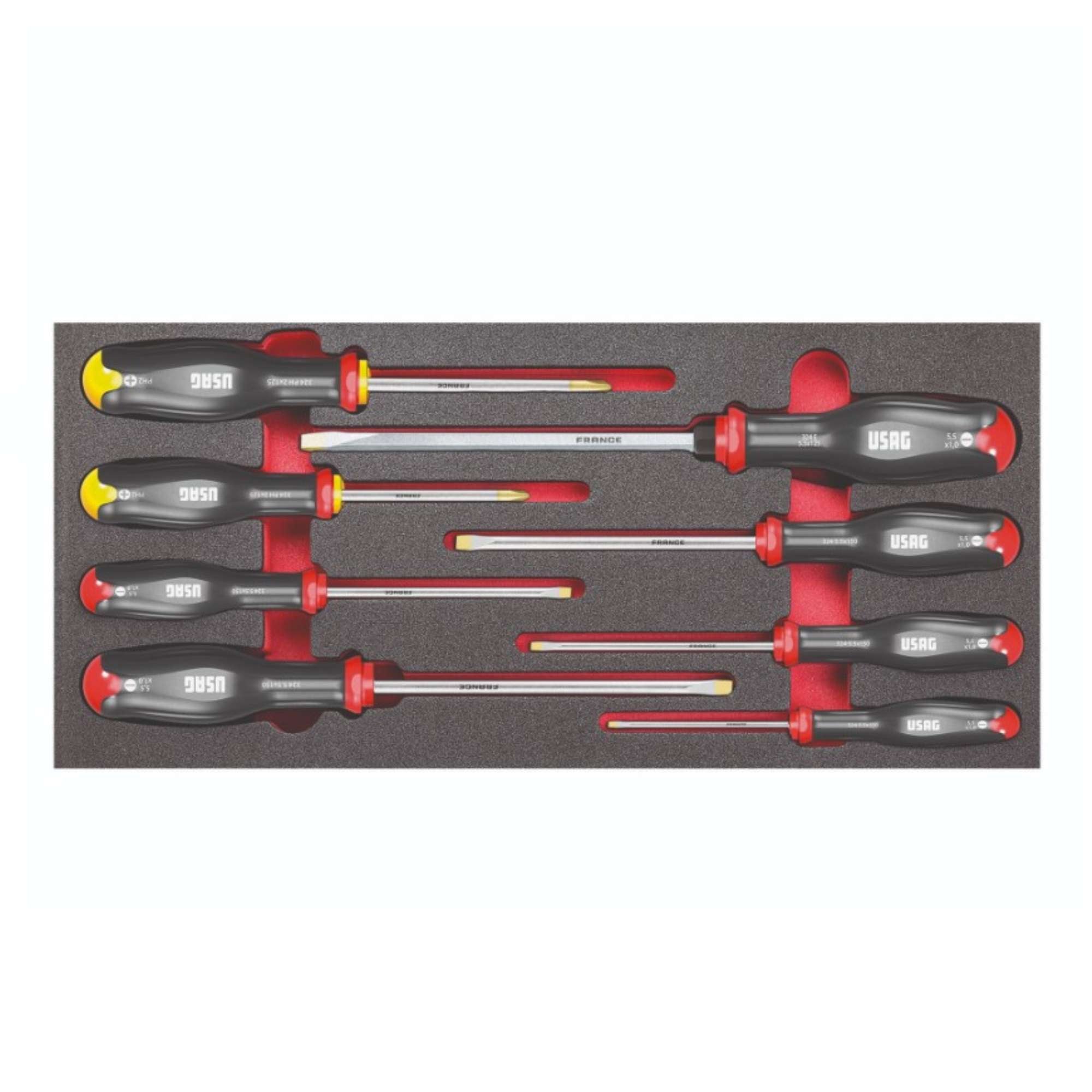 Two-coloured assorted sponge module with 8 screwdrivers - Usag U05190910