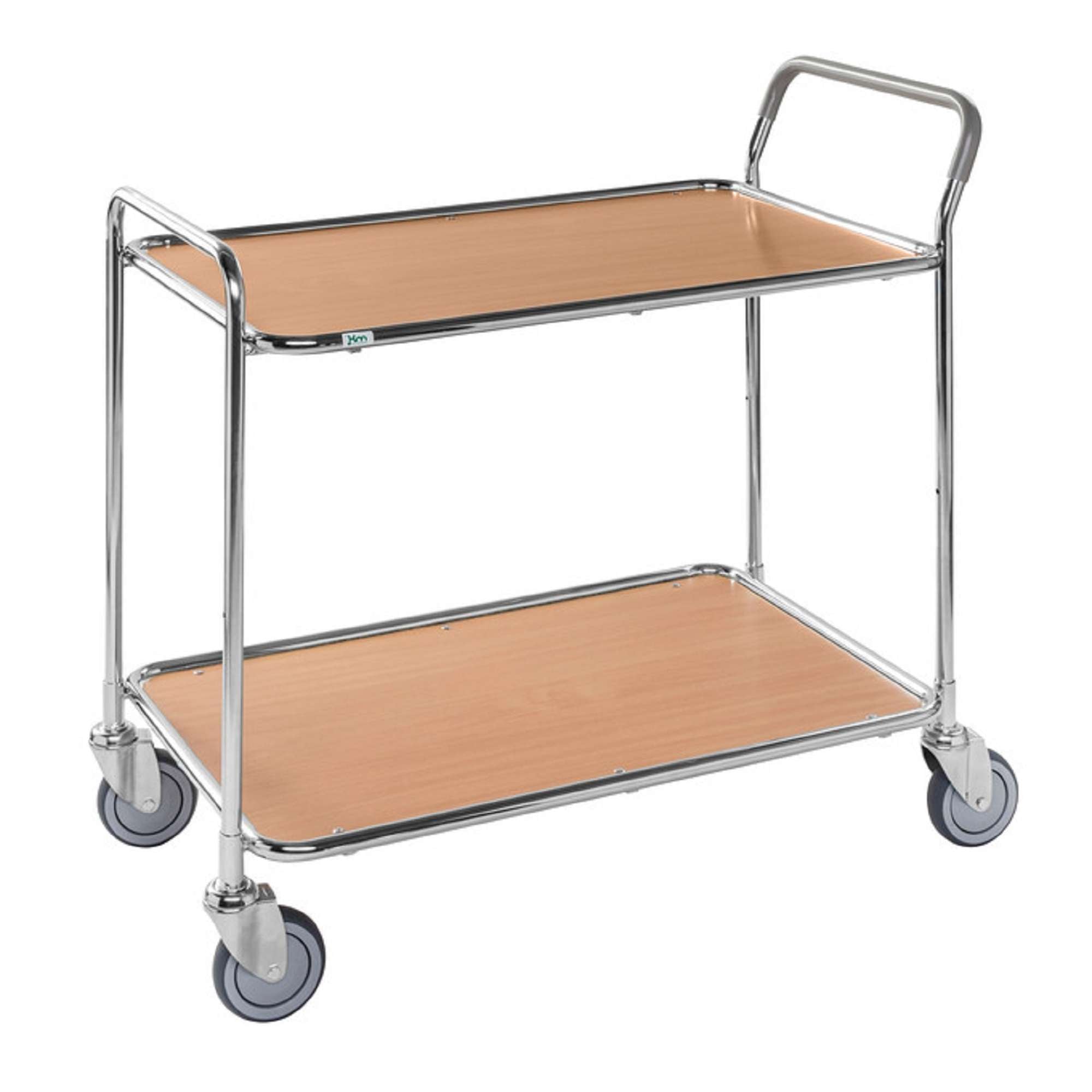 Smaller service Table trolley with 2 shelves Beech / Electro galvanised Kongamek