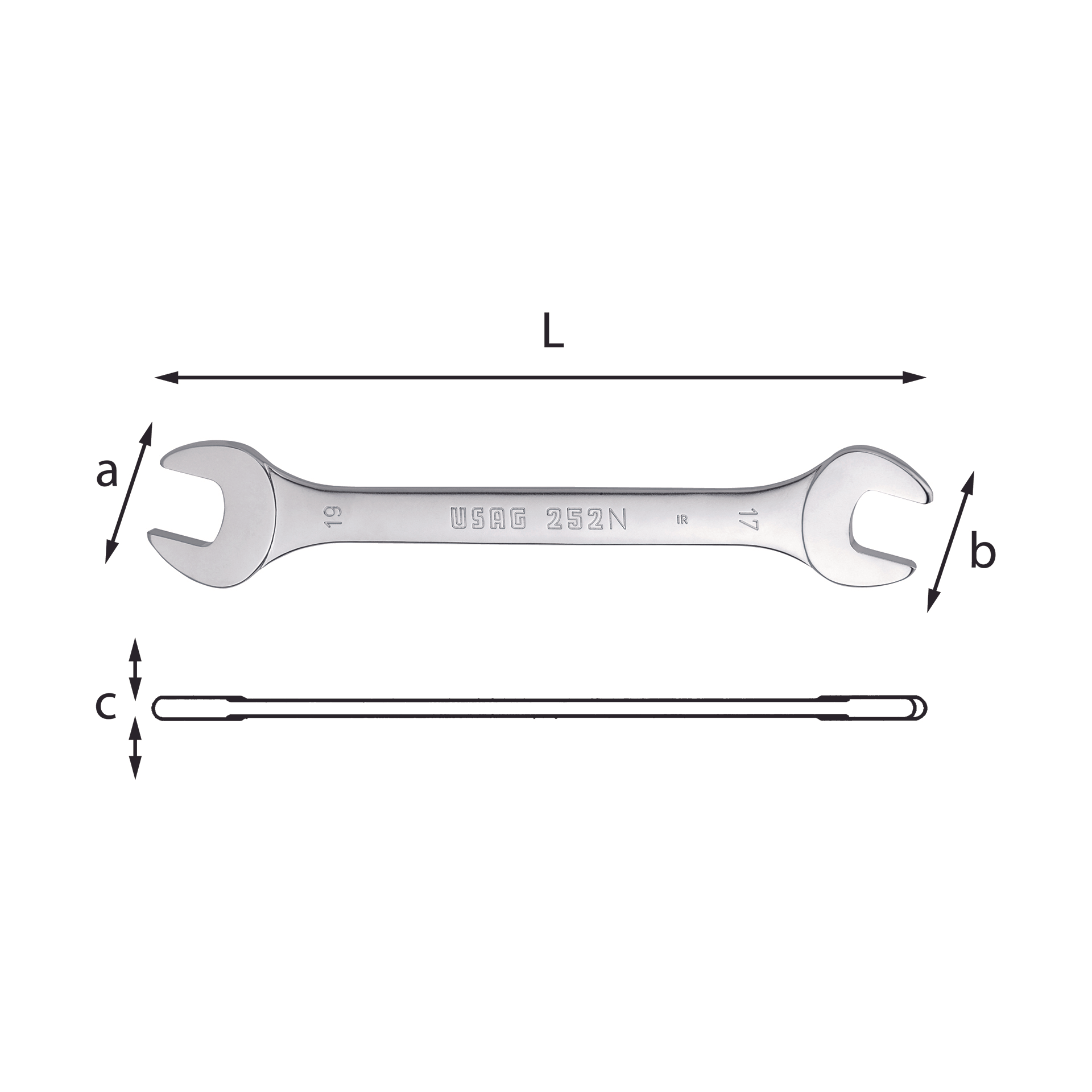 Double open end spanners, hexagon mouth - Usag 256 N