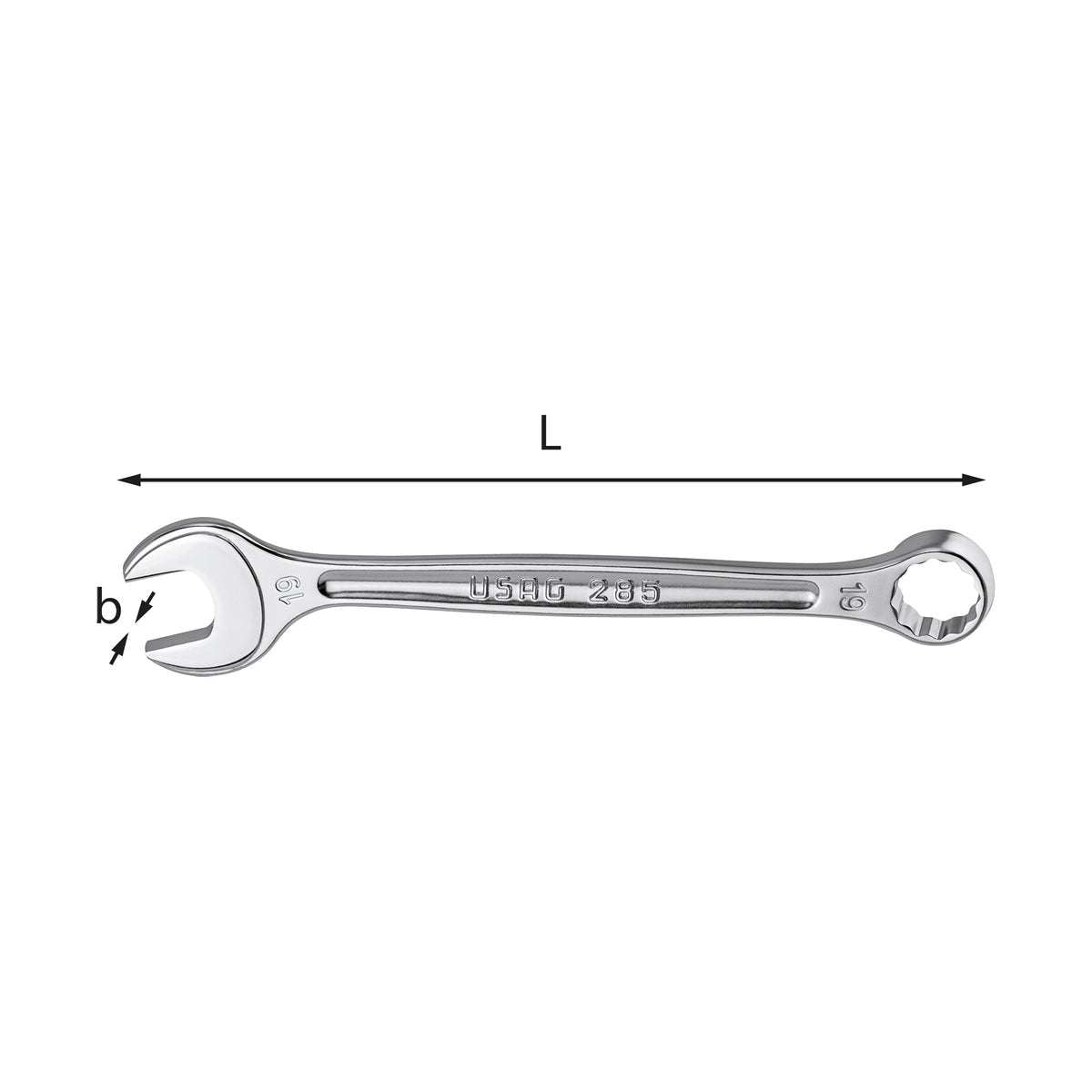 Combination wrenches polygonal mouth 21mm L.233mm - Usag 285