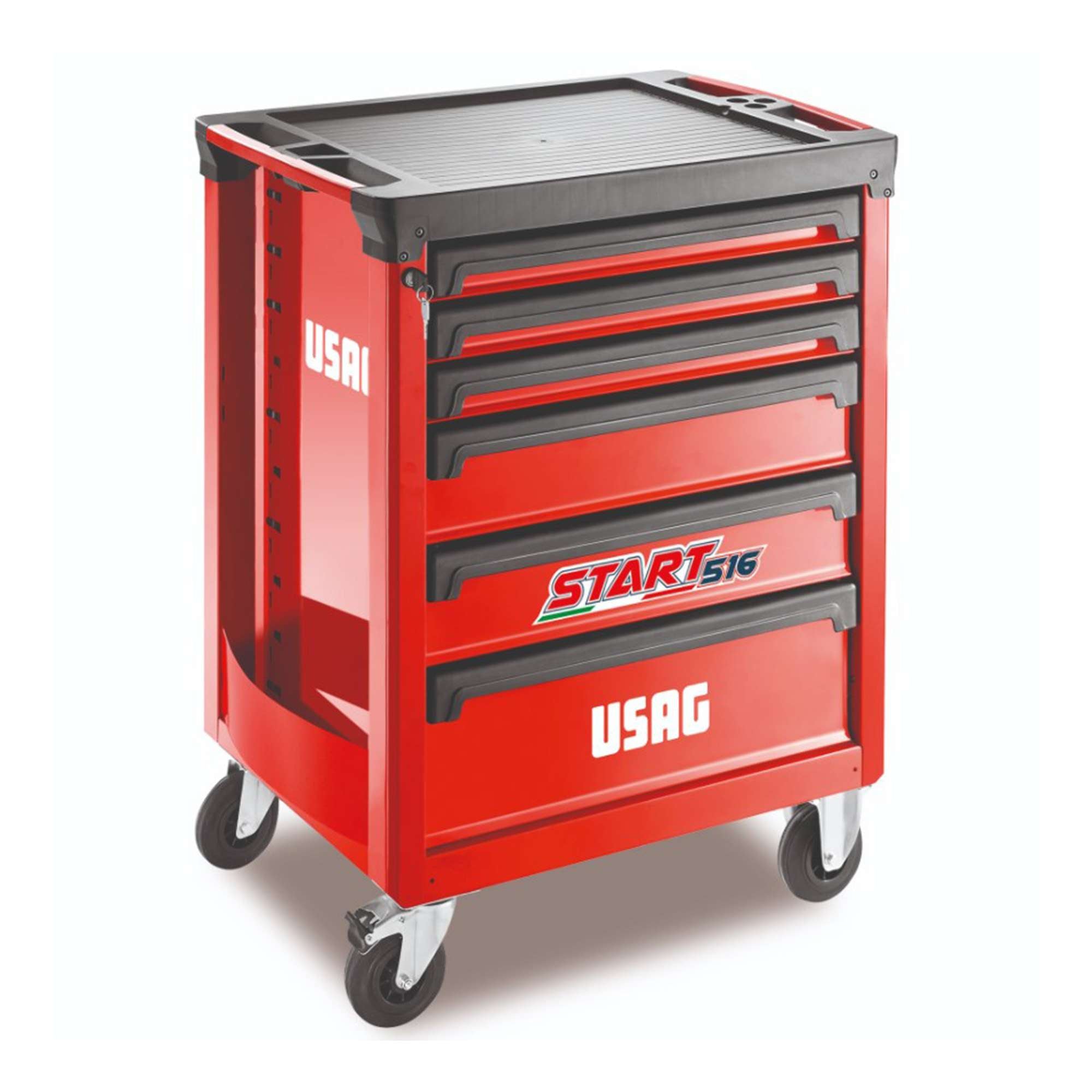 Start tool trolley with 6 empty drawers red - Usag 516 ST6V