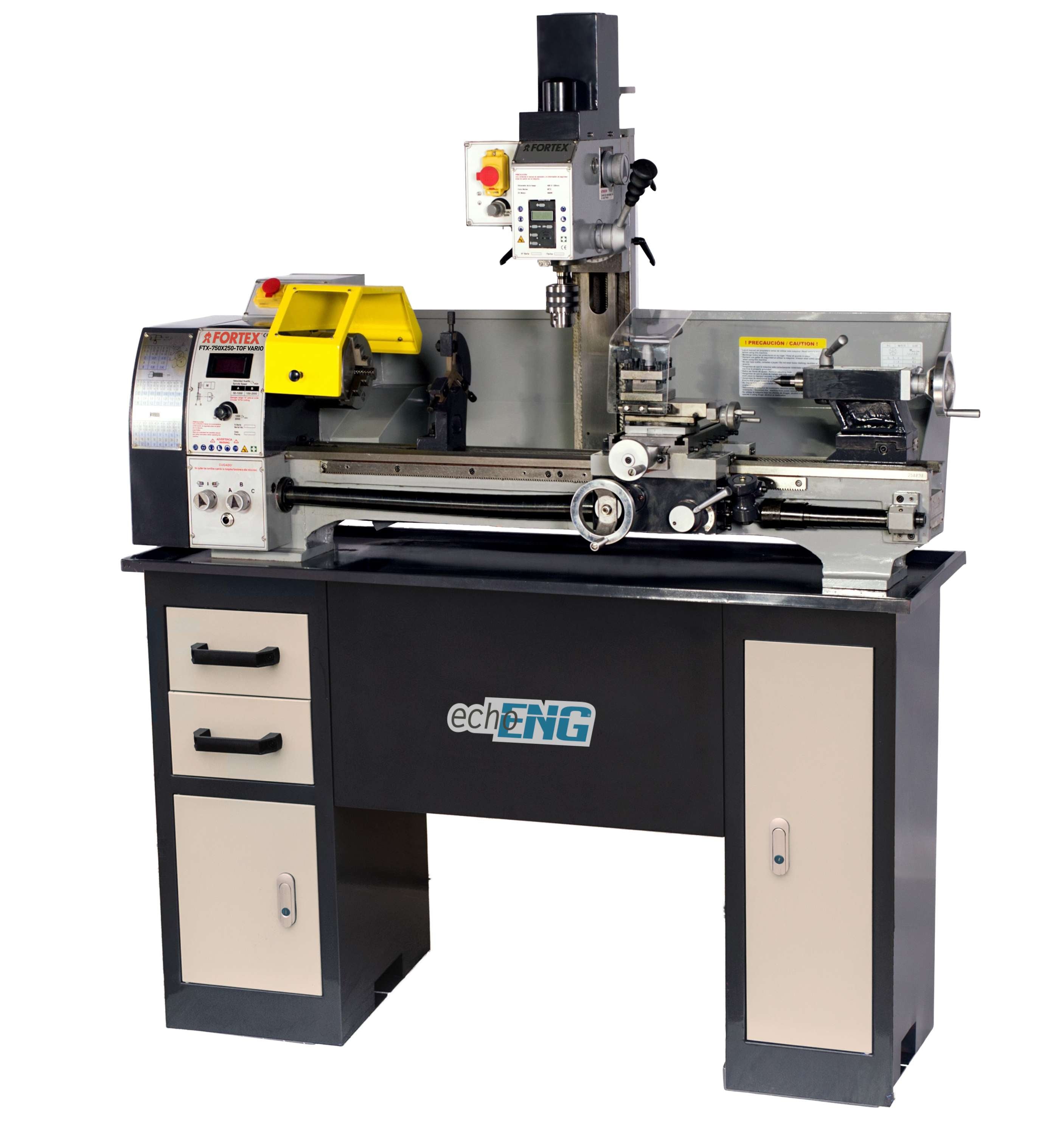 Single-phase lathe combined machine with 3 jaw chuck 125 mm - echoENG