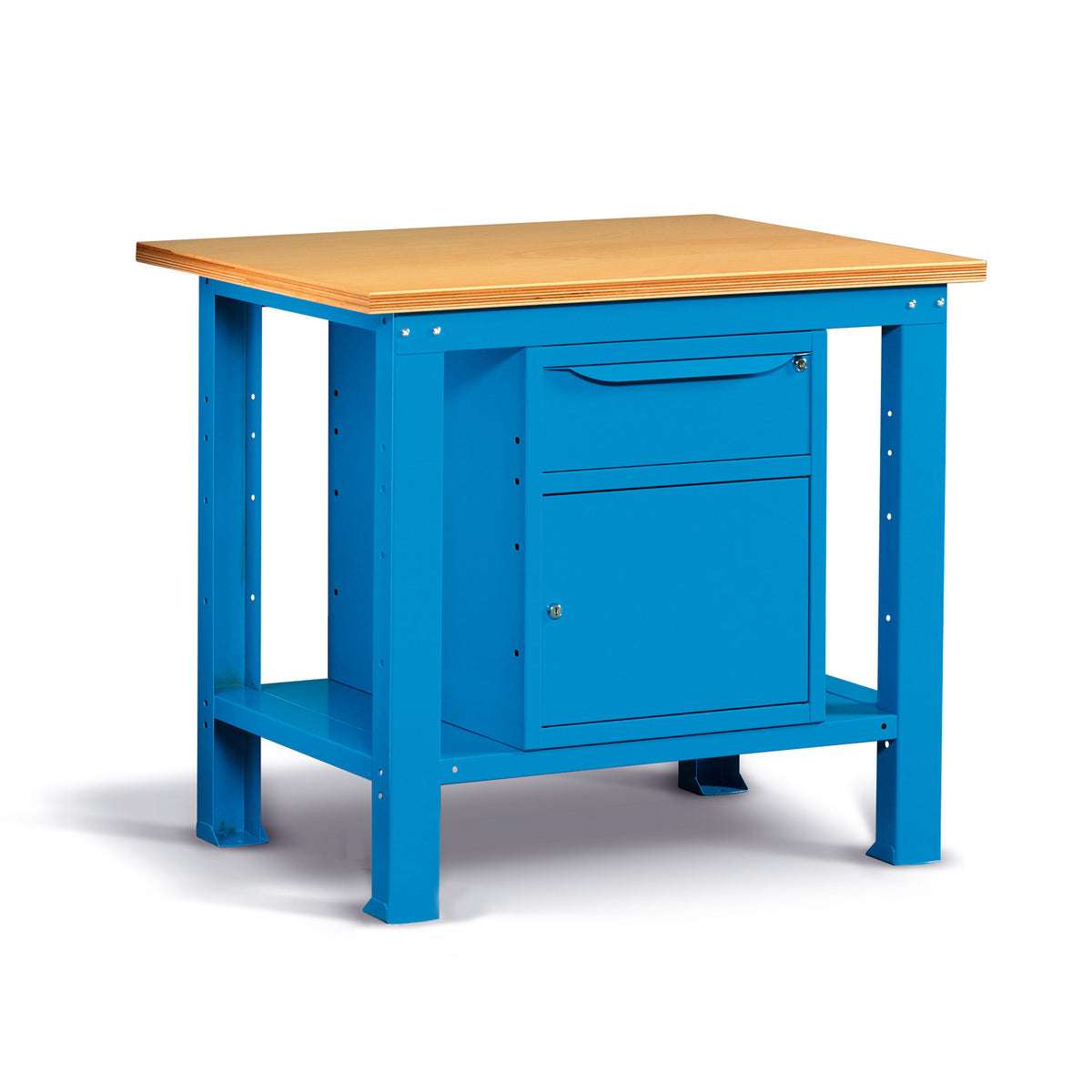 WORKSHOP WORKBENCH WOODEN TOP 1024 X 705 X 880 H - WARDROBE 1 DRAWER 1 DOOR - FAMI - BLUE