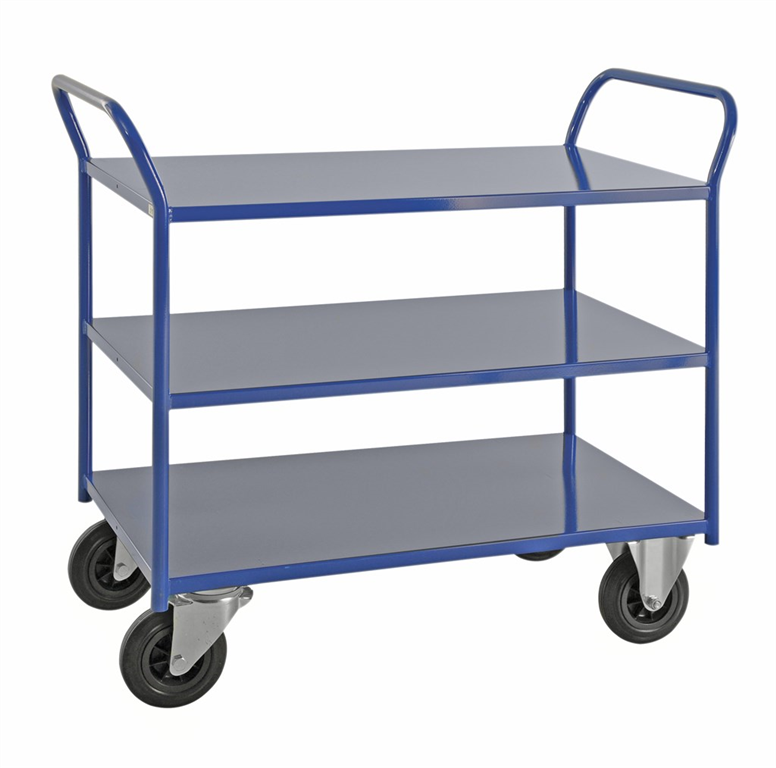 Shelf trolley 3 levels, fully welded Blue KM4169-B Kongamek