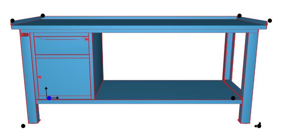 WORKSHOP WORKBENCH STEEL TOP 2007 x 705 x 855 H - CABINET 1 DRAWER 1 DOOR - FAMI - BLUE