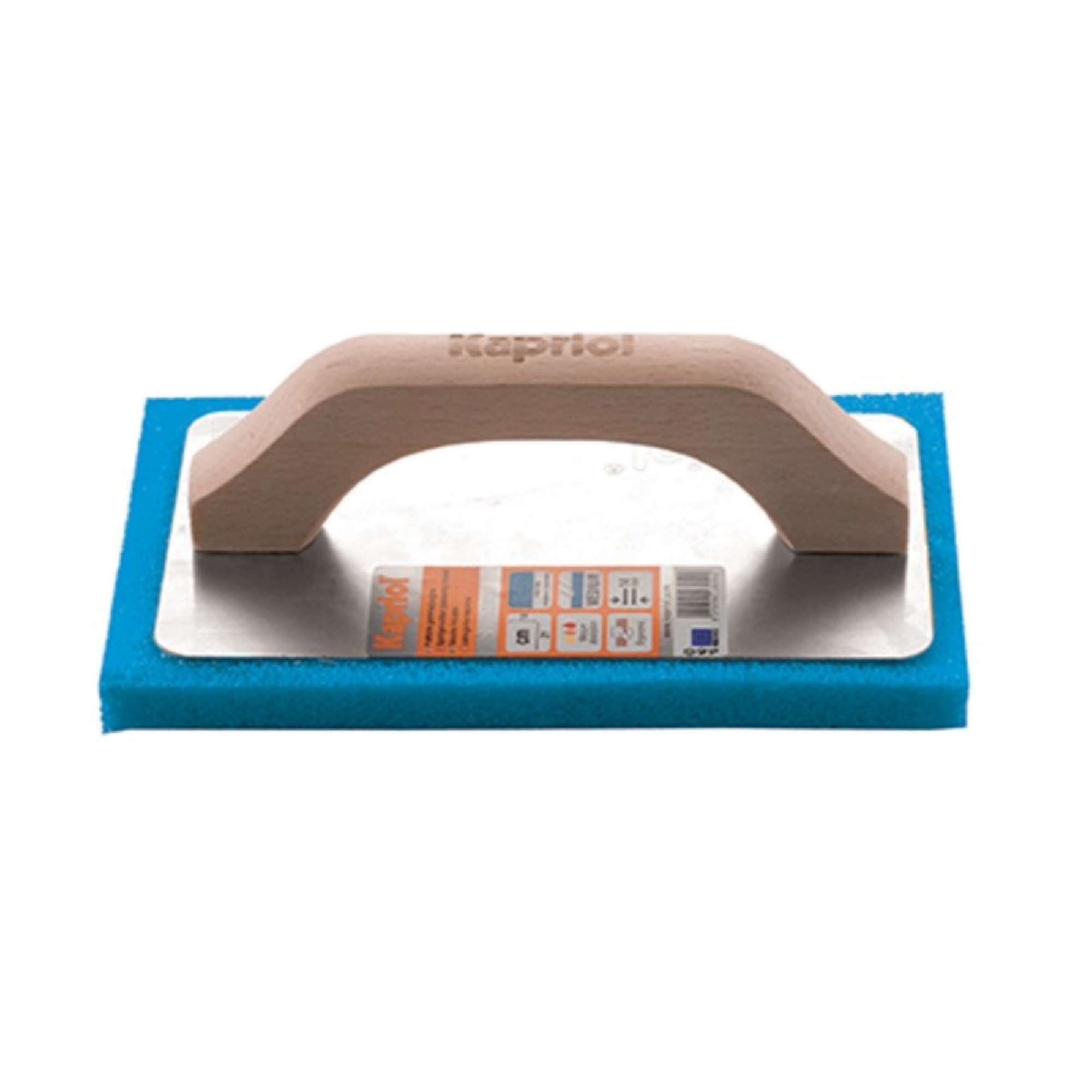 Blue sponge rubber trowel with wooden handle 14x21cm - Kapriol 23053