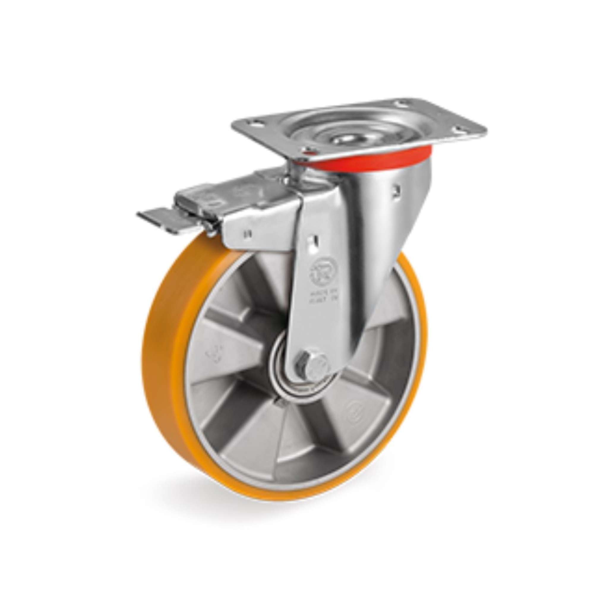 Aluminum core polyurethane wheel with rotating stand and brake - Tellure Rota