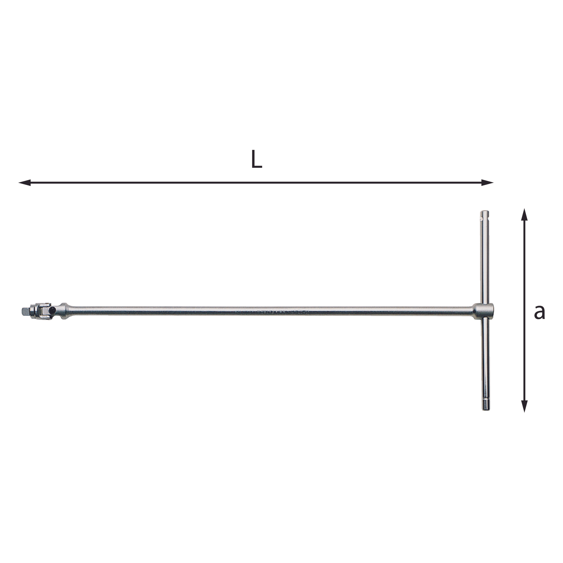 T-handle wrench with articulated square drive 390mm - Usag U02730201 273 1/4 Q