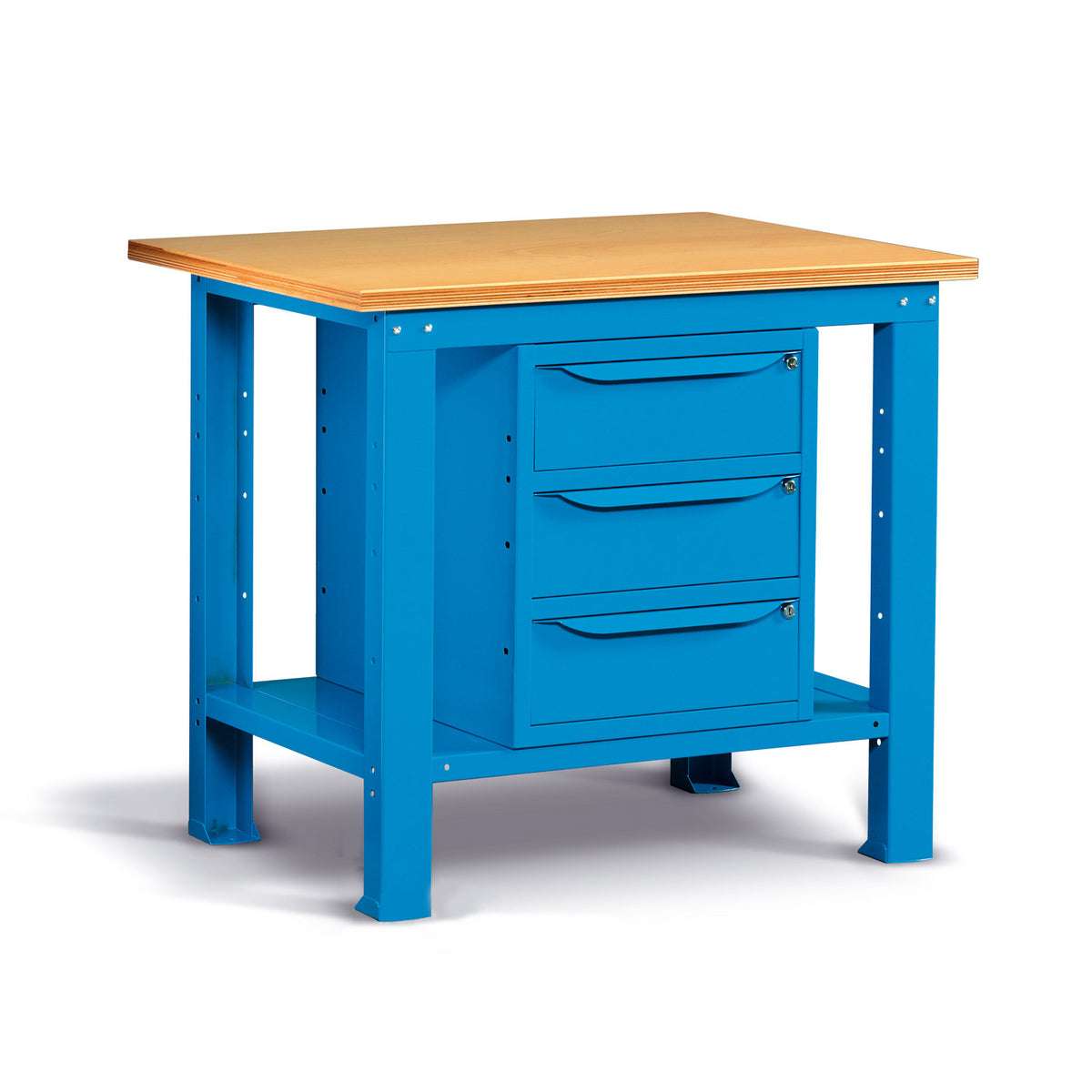 WORKSHOP WORKBENCH WOODEN TOP 1024 X 705 X 880 H - WARDROBE 3 DRAWERS - FAMI - BLUE