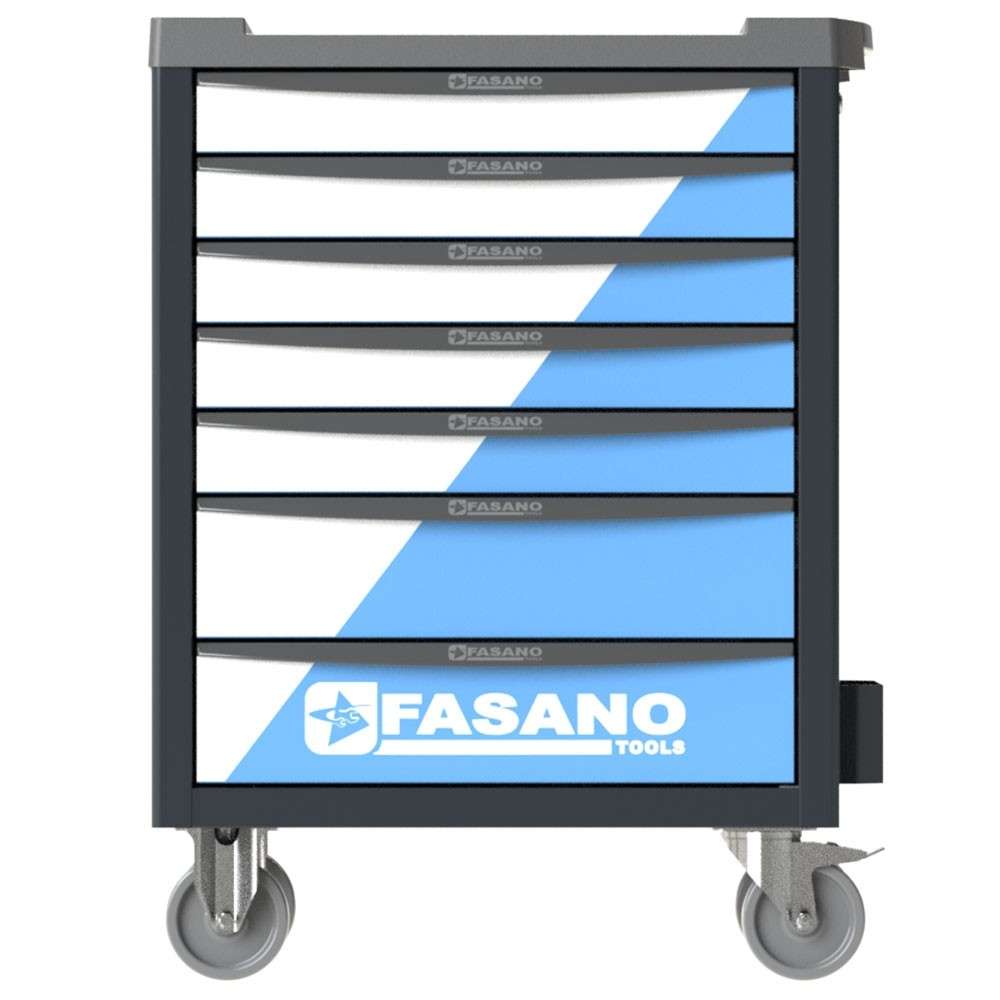 Bi-color 7-drawer tool cart with 178 tool assortment