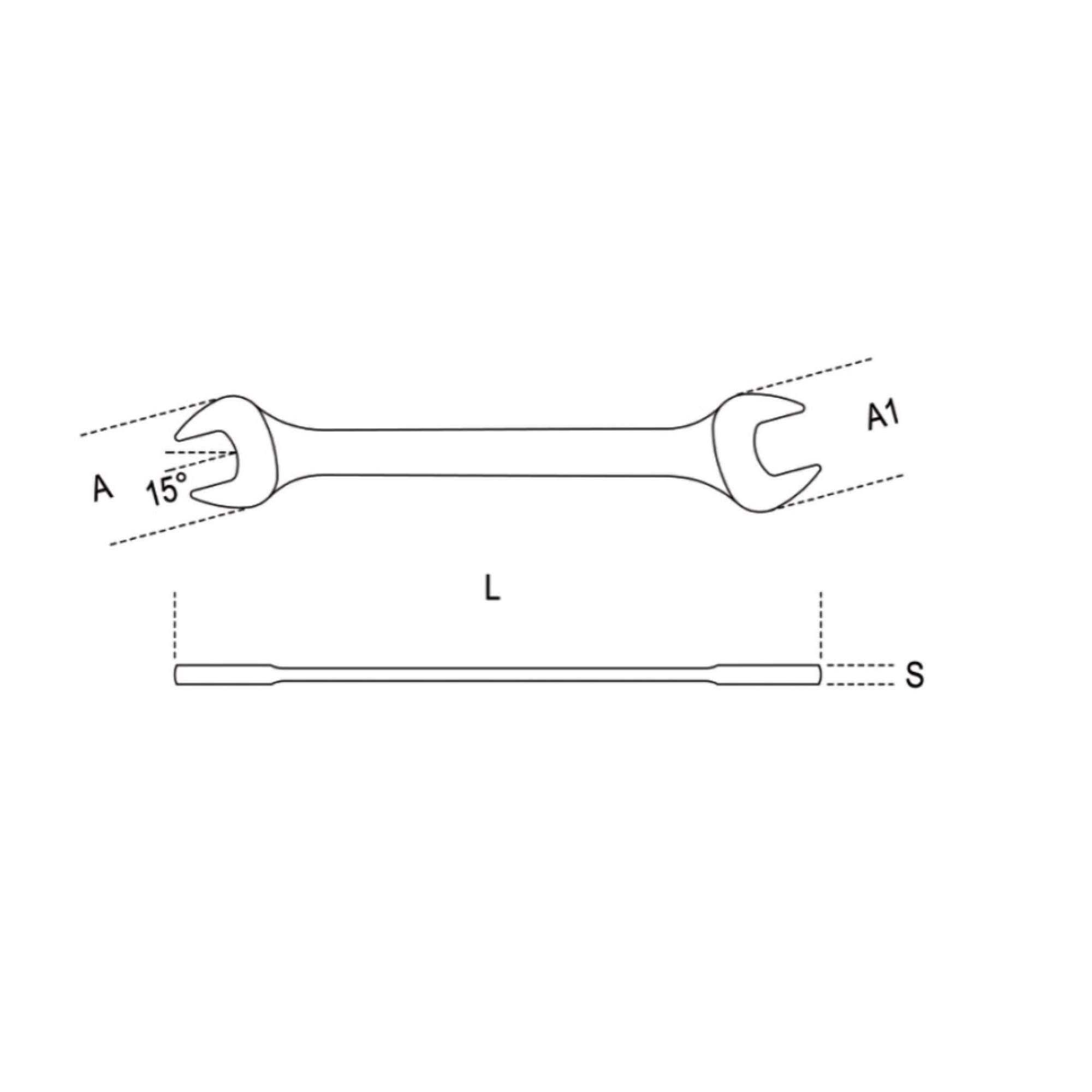 Chrome-plated double open end spanners with reduced head size - Beta 55