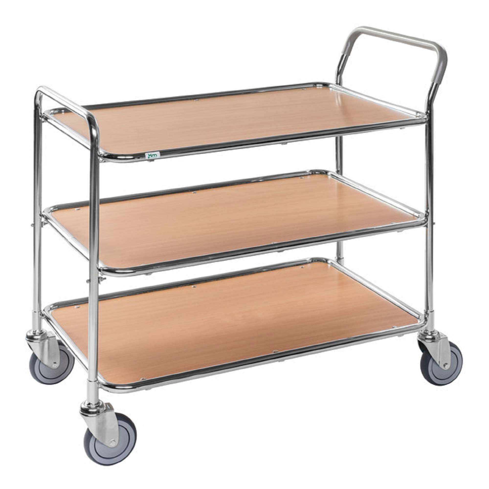 Smaller service Table trolley with 3 shelves Beech / Electro galvanised Kongamek