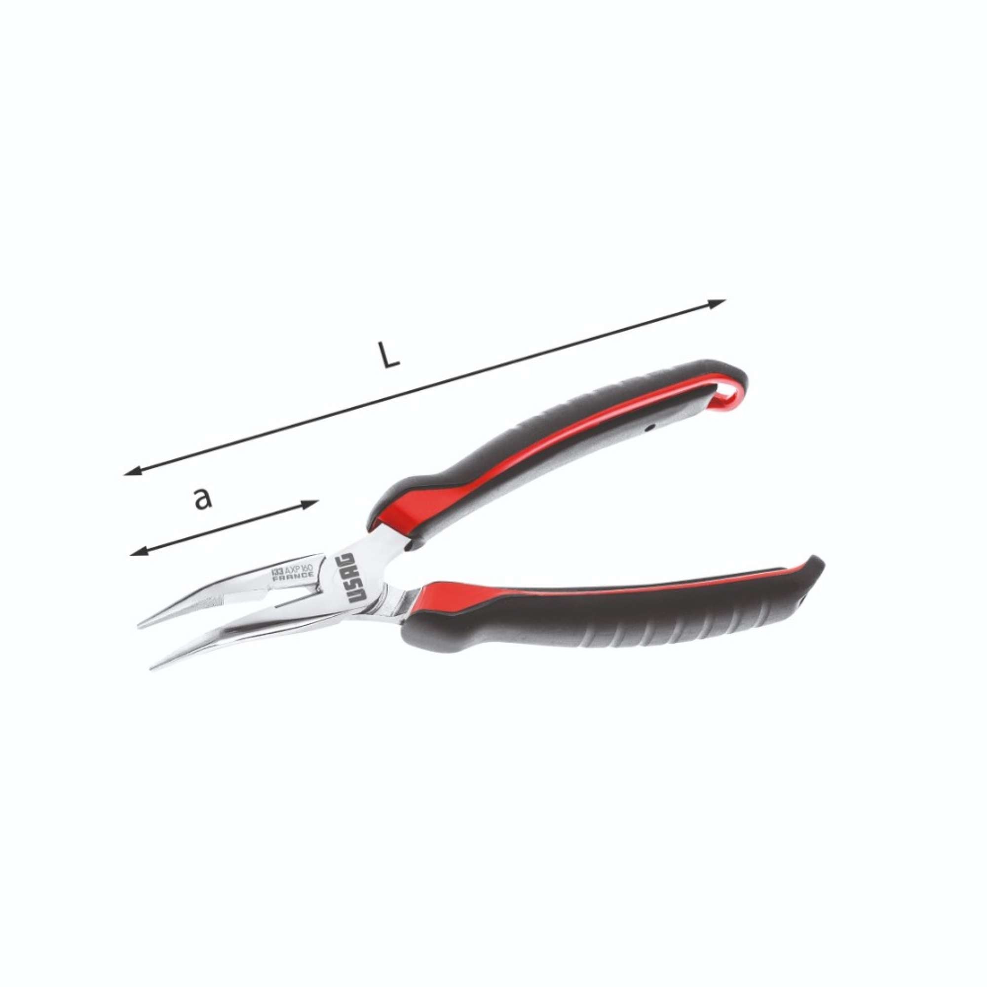 Very long half round beak pliers bent at 45 133 AXP - Usag