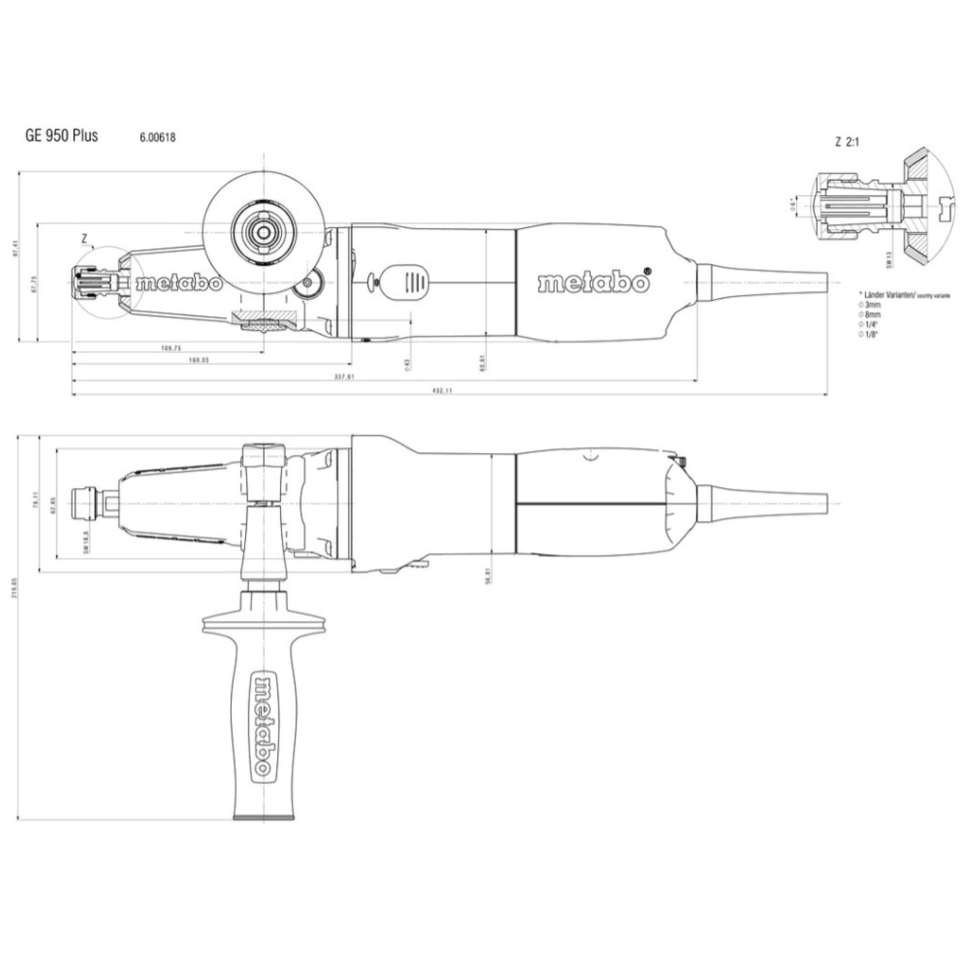 Straight grinder 950W GE950G Plus - Metabo 6.00618