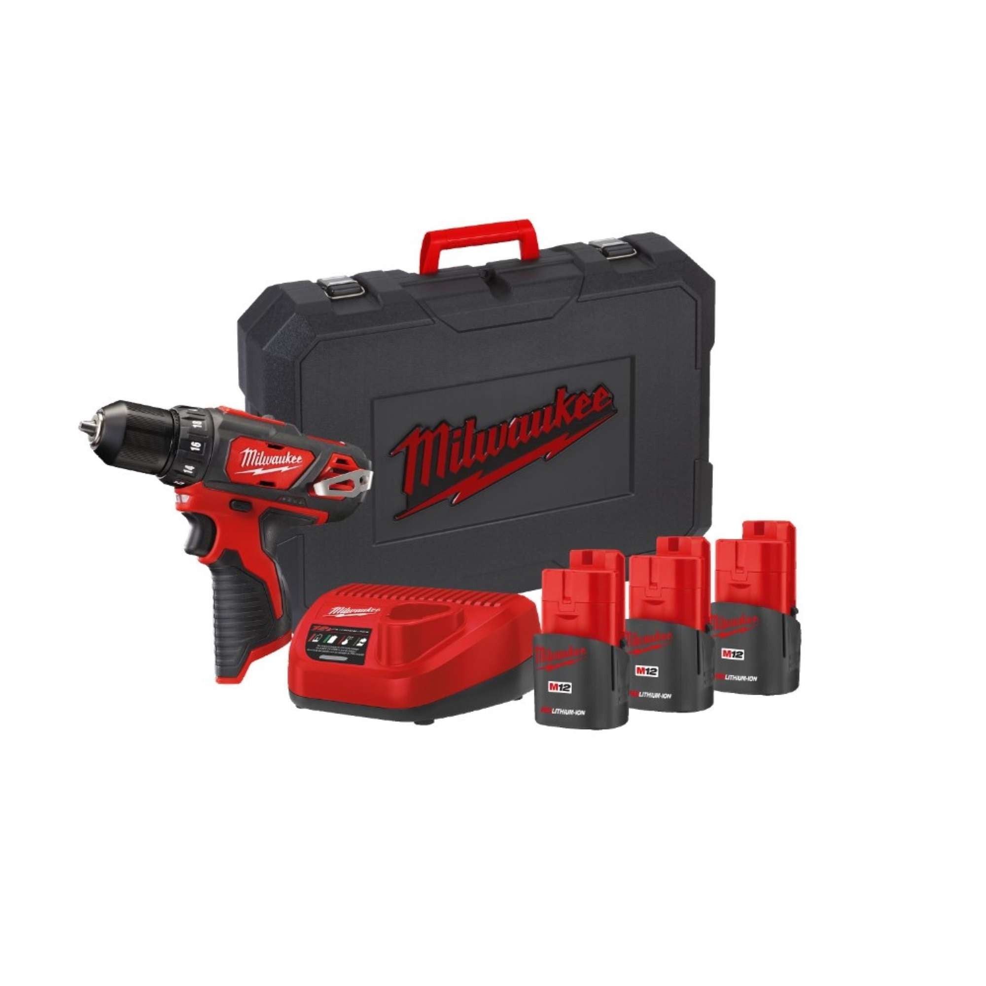 M12 compact drill/driver with 3 1.5Ah batteries - Milwaukee 4933459044