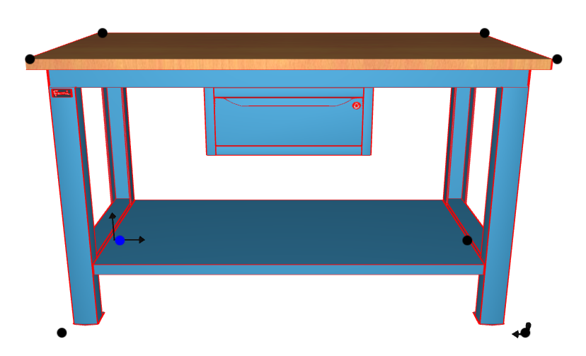 WORKSHOP WORKBENCH WOODEN TOP 1500 X 750 X 880 H - WARDROBE 1 DRAWER - FAMI - BLUE